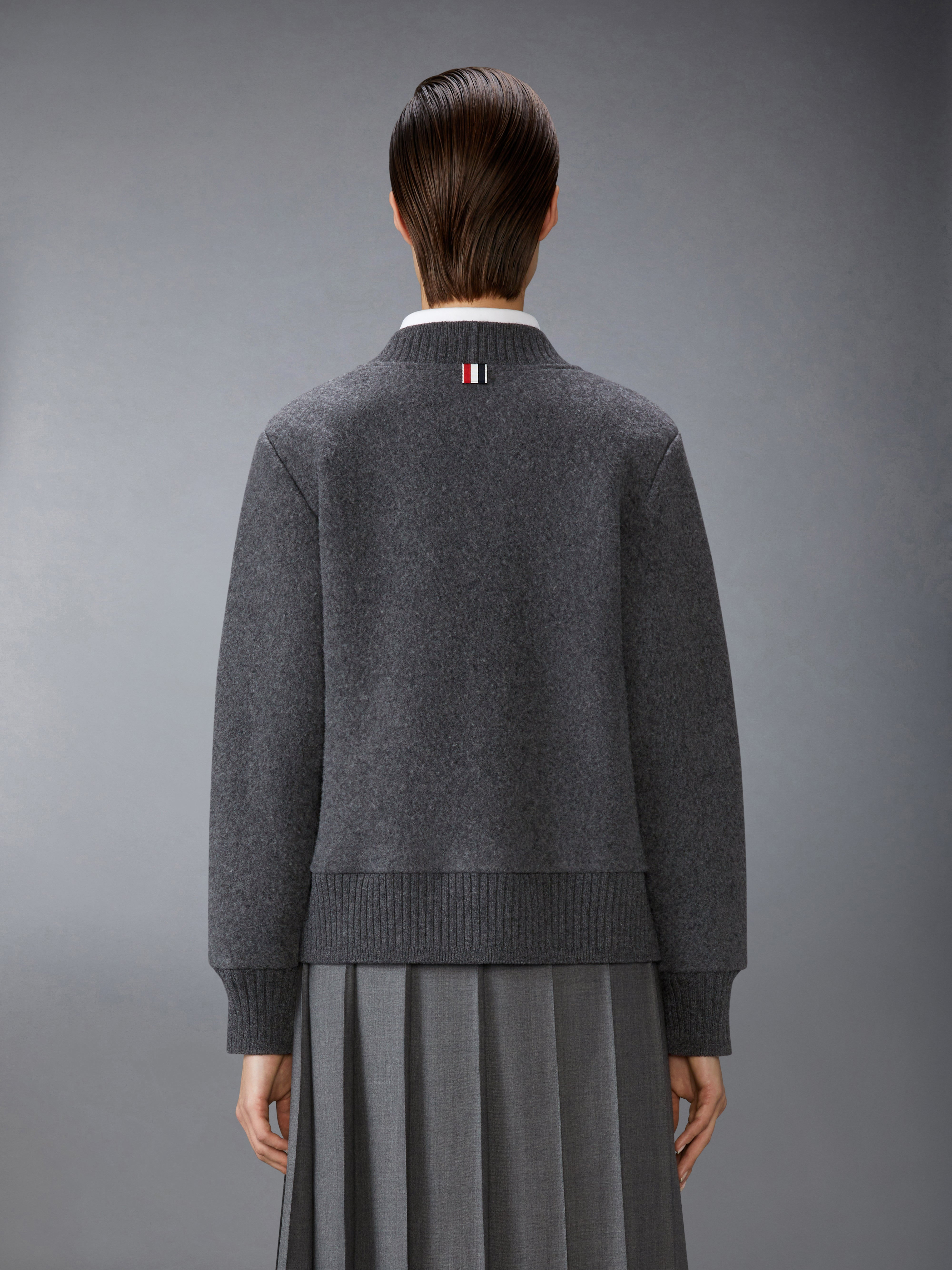 WOOL FLEECE OVERSIZED V NECK CARDIGAN - 3