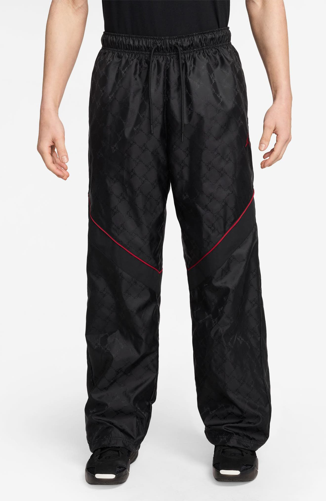 Jordan Brooklyn Printed Nylon Draft Pants in Black/Iron Grey/Gym Red/Red at Nordstrom - 1