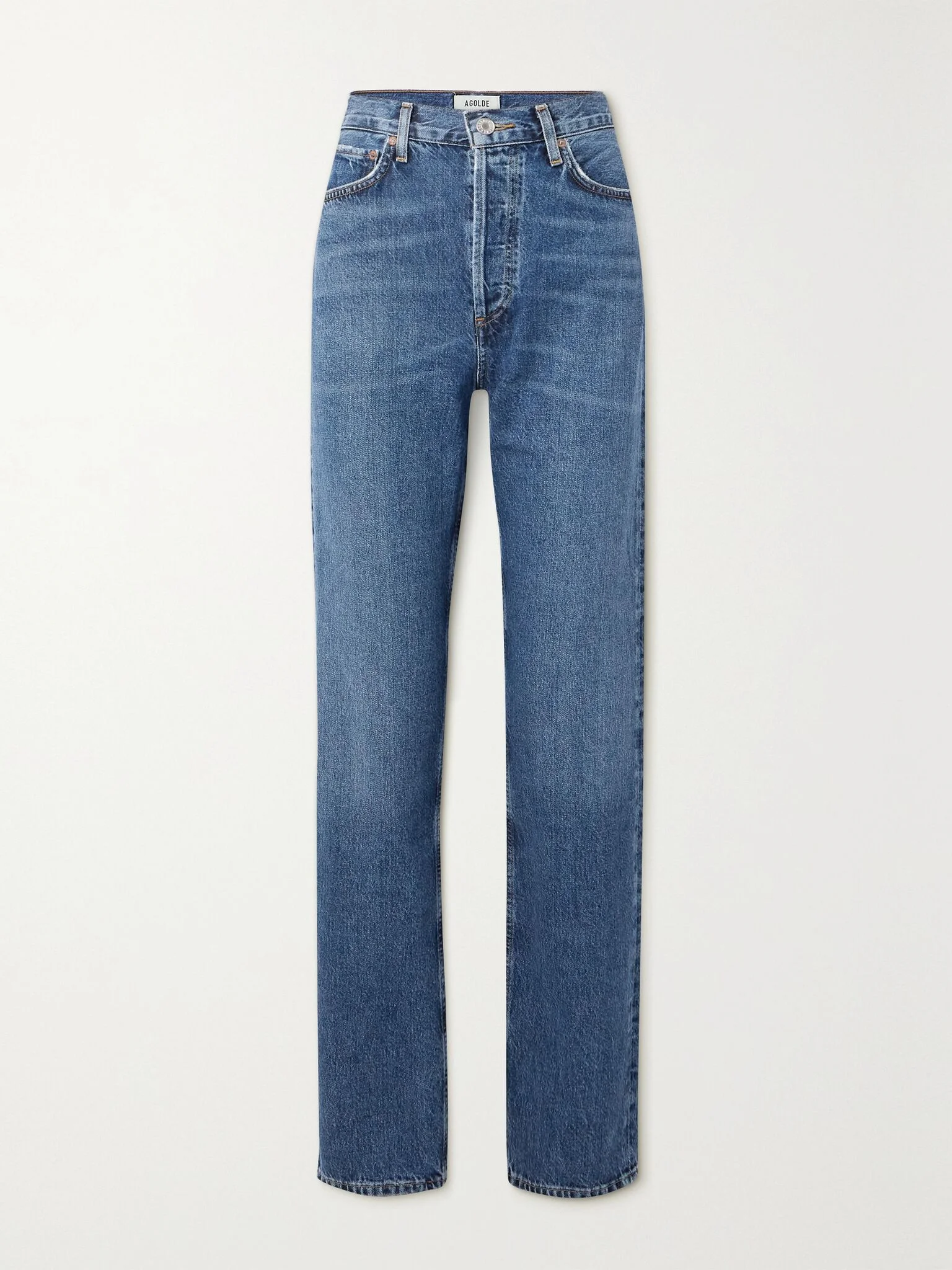 + NET SUSTAIN 90's Pinch Waist Long high-rise straight-leg organic jeans Dark denim - 1