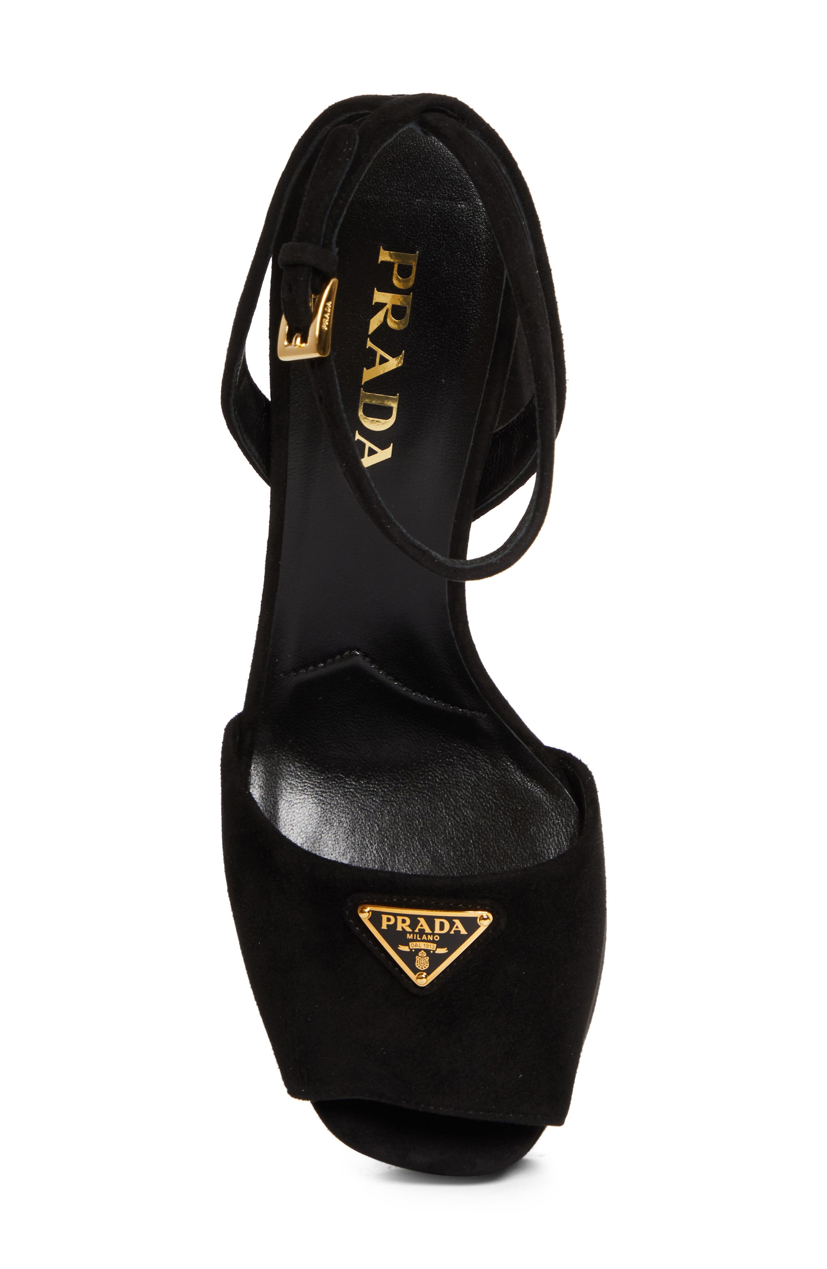 Prada Triangle Logo Ankle Strap Plaform Sandal in Nero at Nordstrom - 5