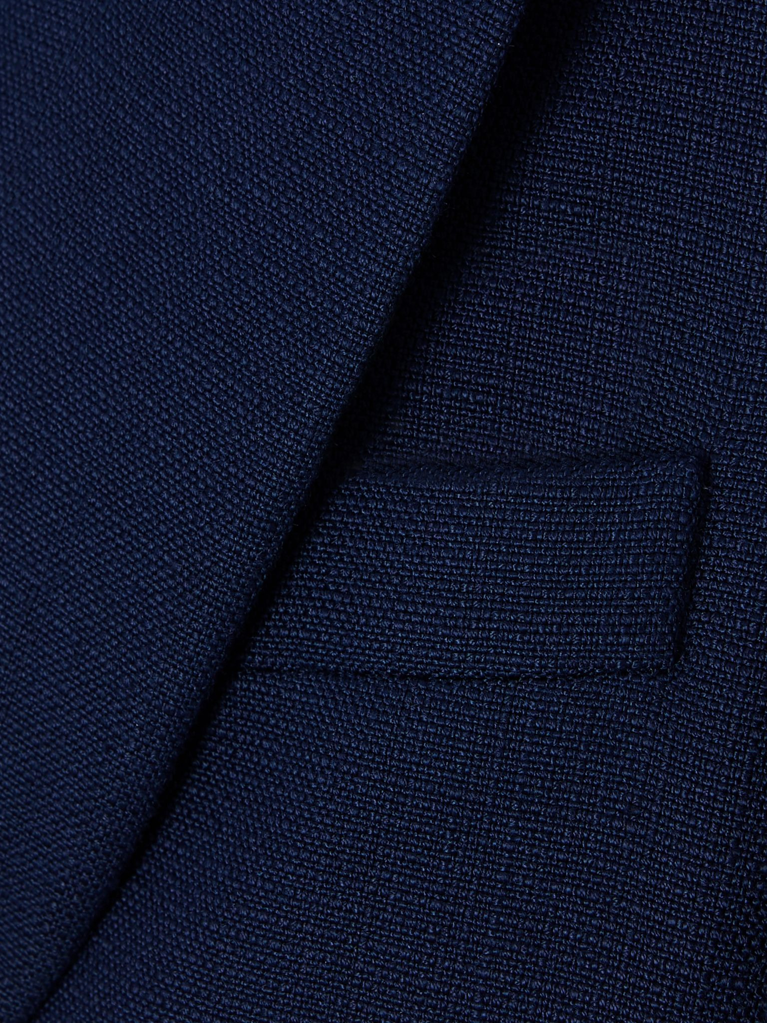 Cropped satin-trimmed woven blazer Navy - 5