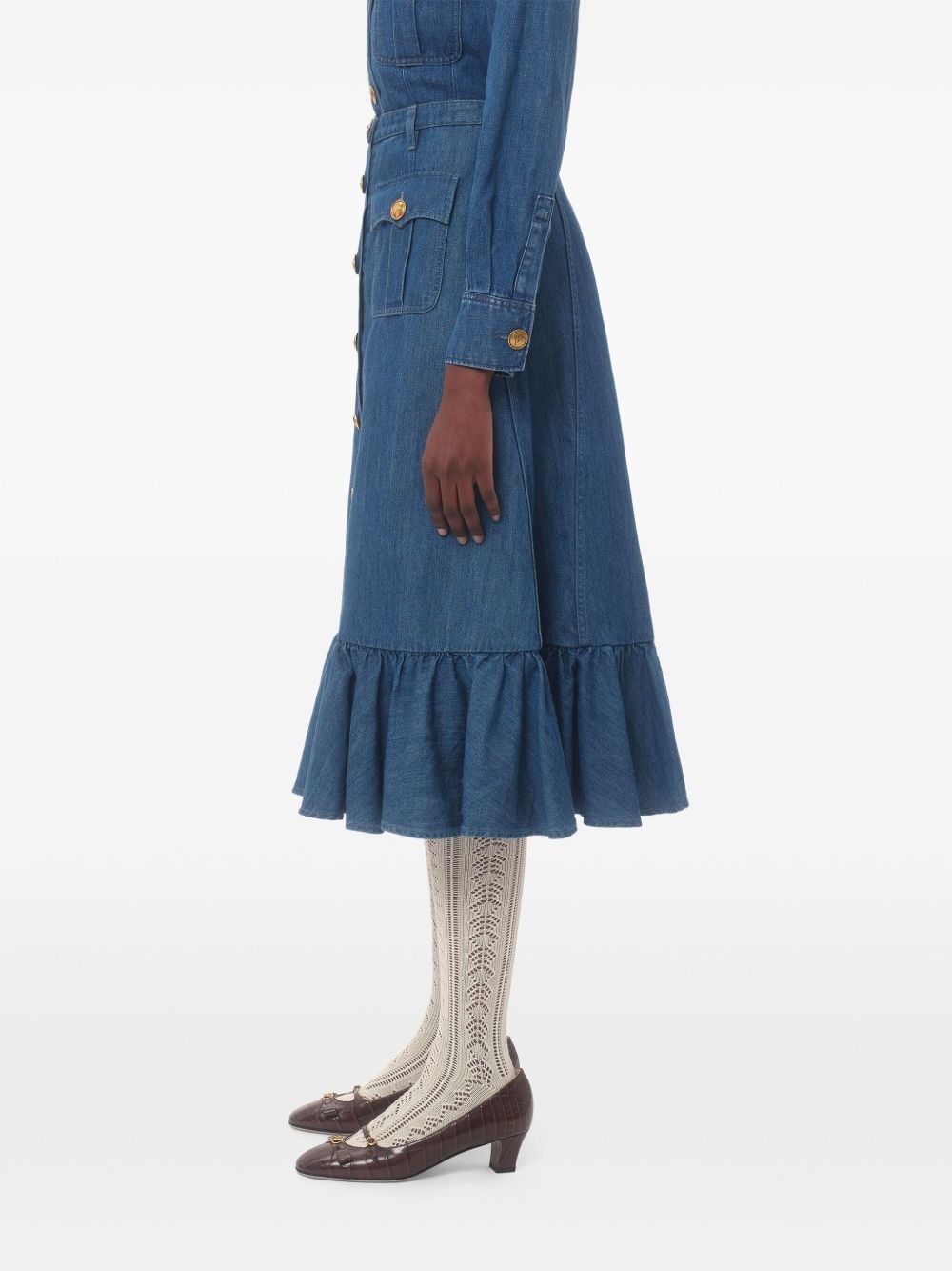 flared denim midi skirt - 4
