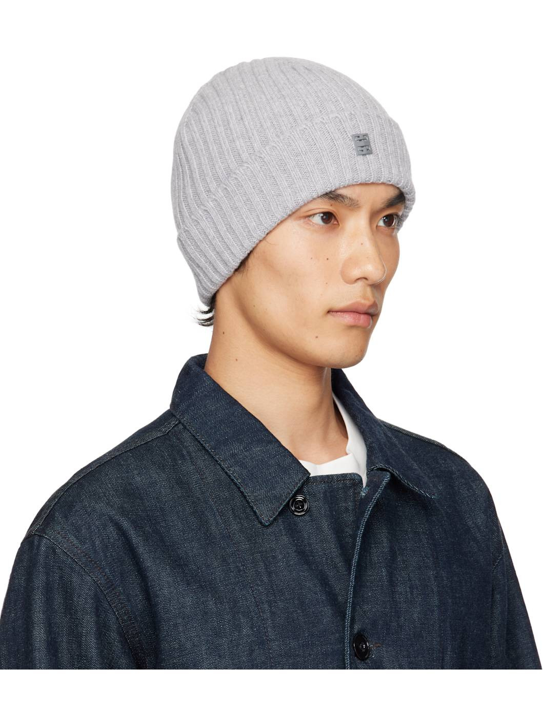 Gray Ribbed Beanie - 2