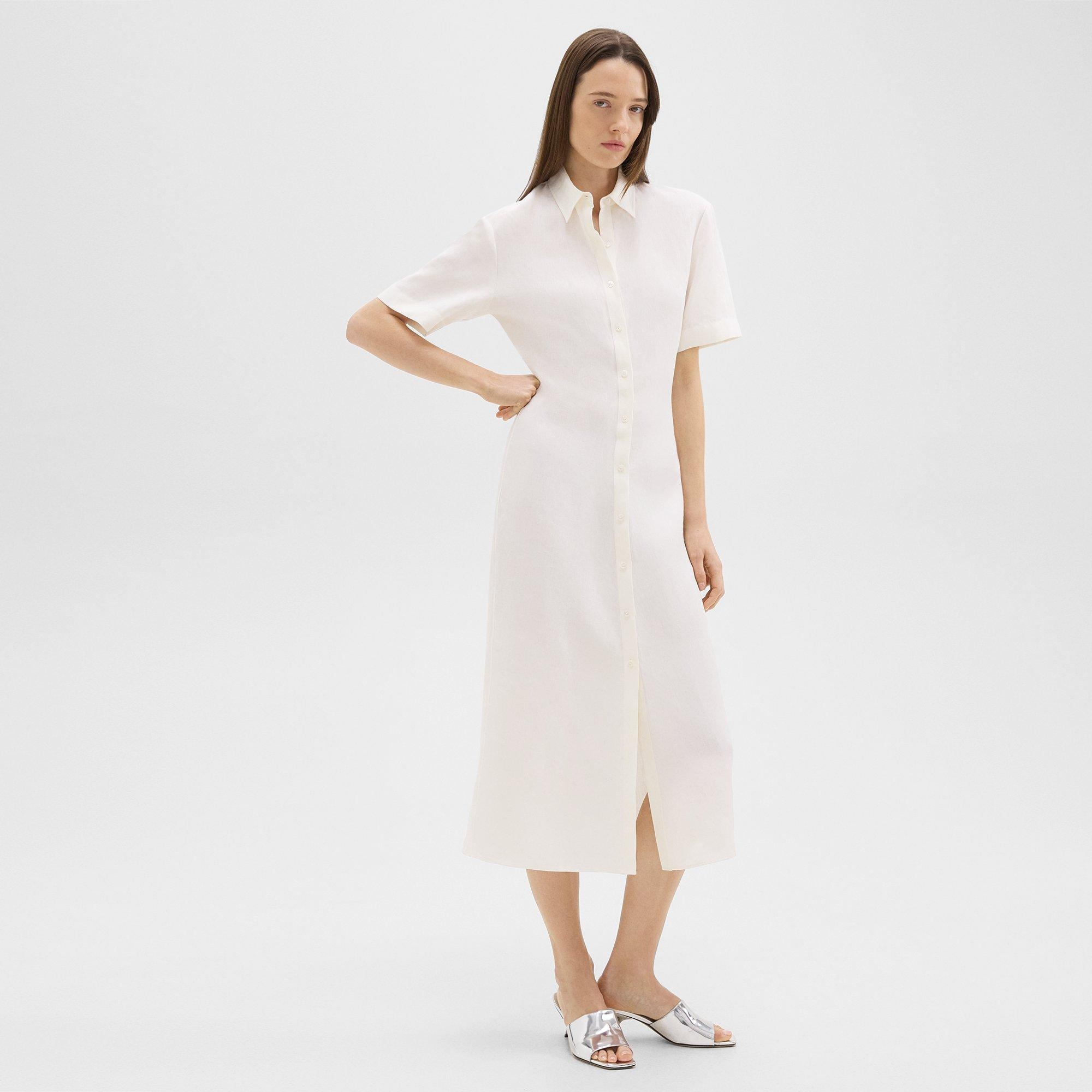 Short-Sleeve Shirt Dress in Galena Linen - 3