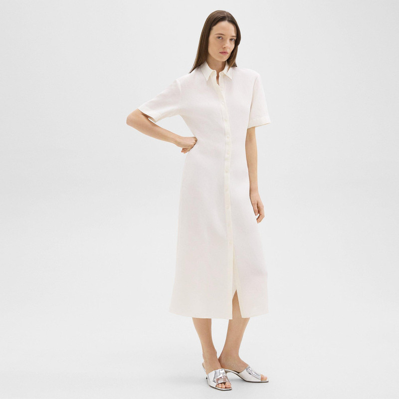 Short-Sleeve Shirt Dress in Galena Linen 3
