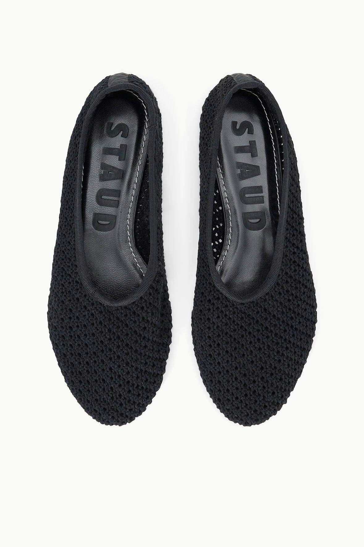 STAUD ALBA BALLET FLAT BLACK CROCHET - 7