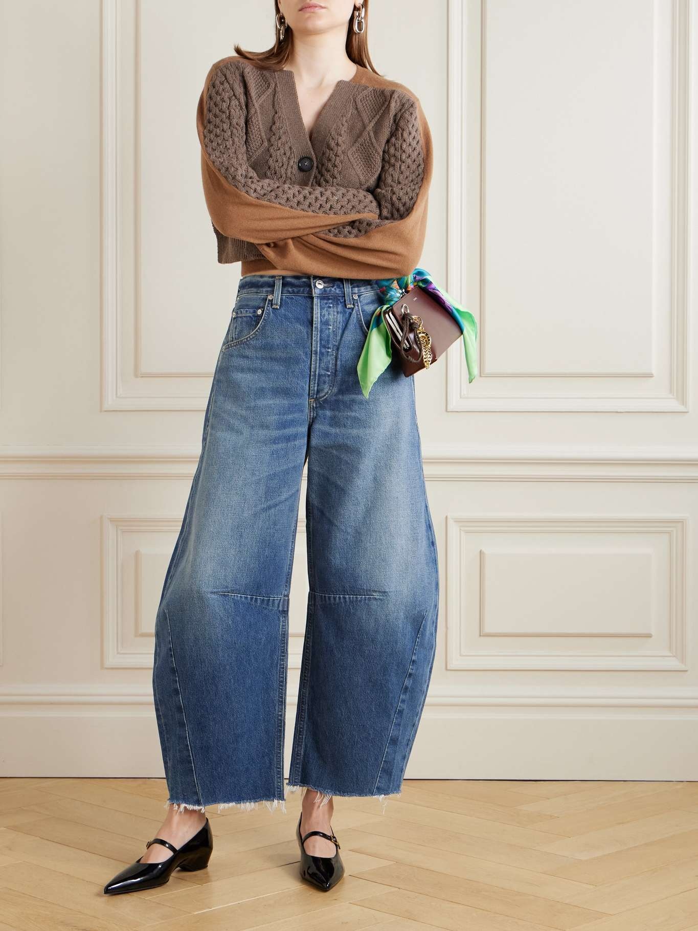 Horseshoe frayed high-rise barrel-leg jeans Mid denim - 2
