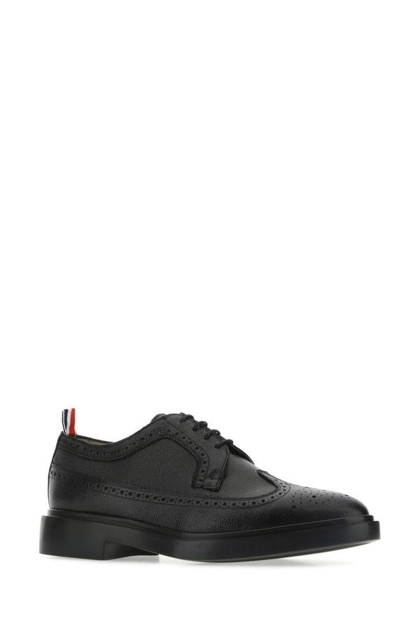 Black leather lace-up shoes - 2
