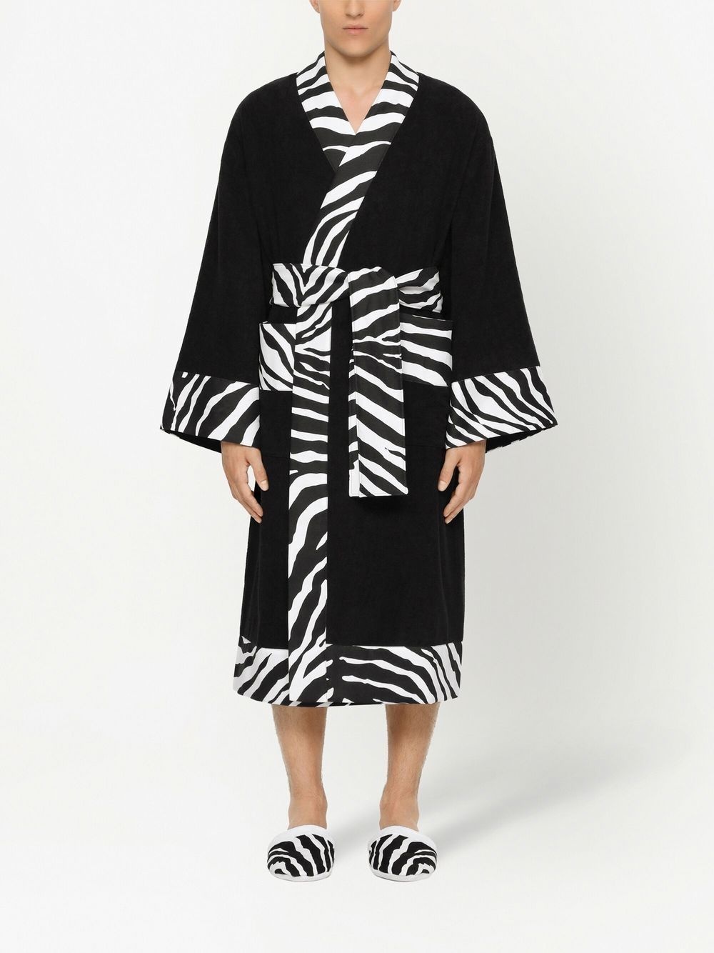 leopard print-trim bathrobe - 2
