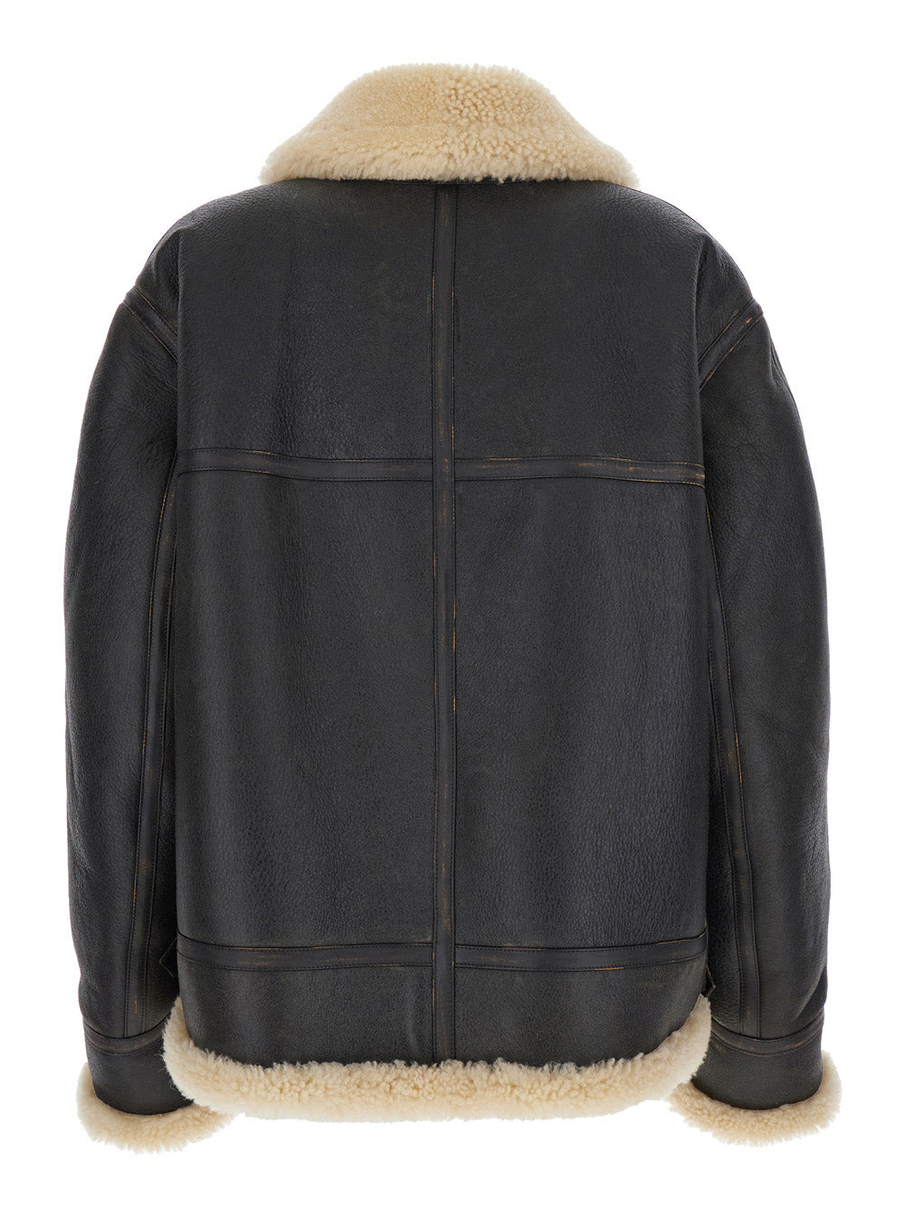 Saint Laurent Women Brown Shearling Jacket With Zip Closure In Leather Woman - 2