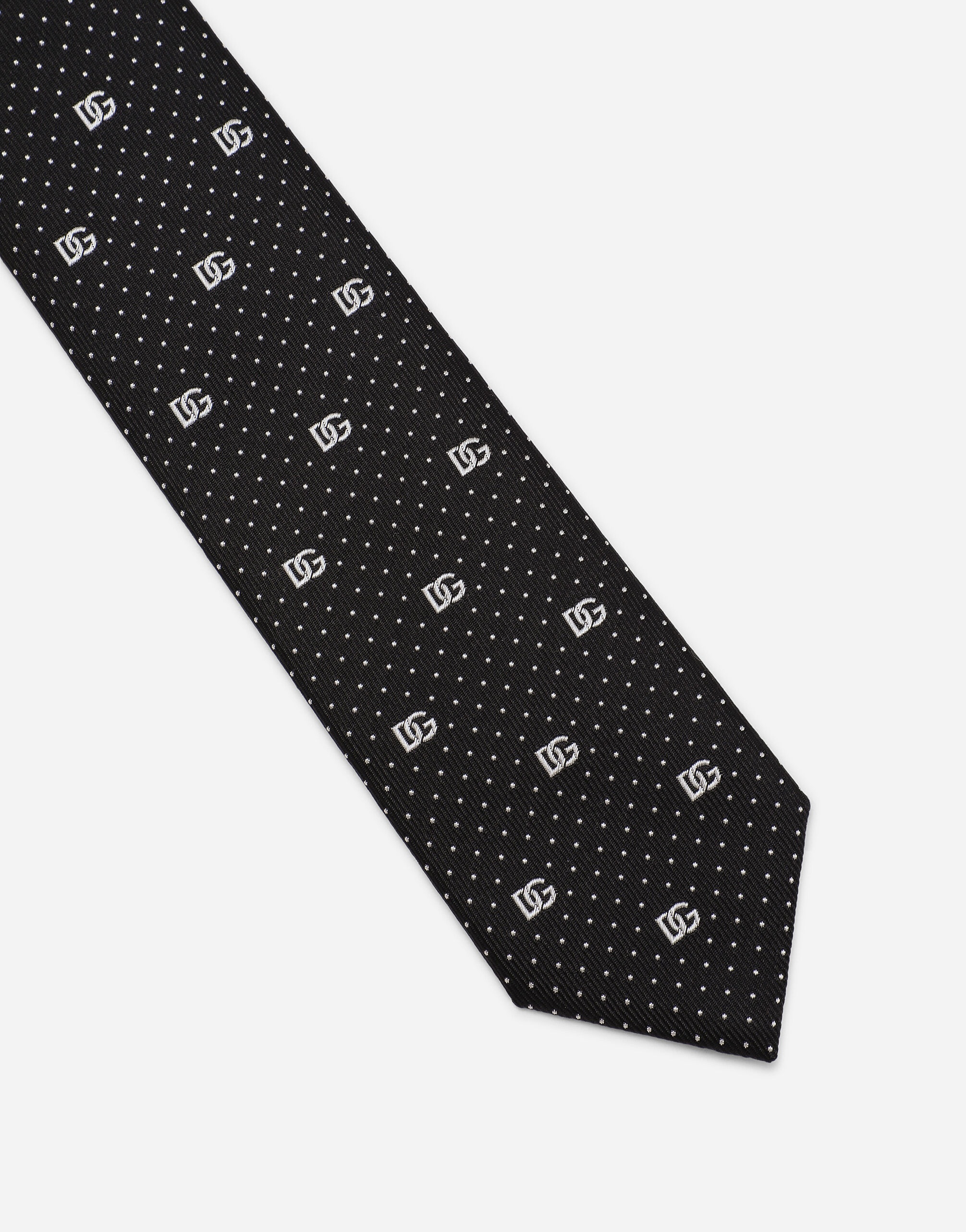 Silk jacquard tie with DG logo - 3