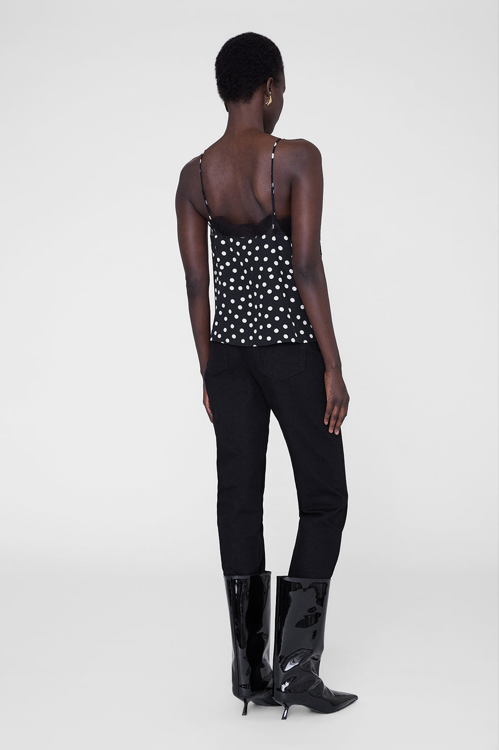 Amelie Camisole - Black And White Double Dot Jacquard - 3