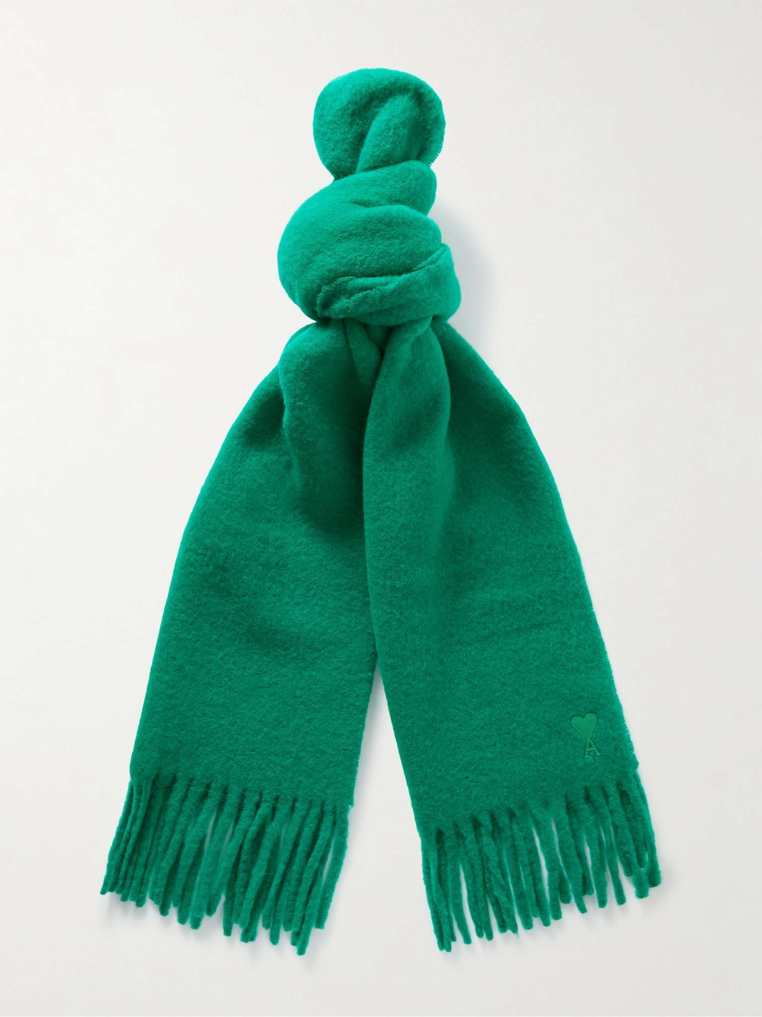 Oversized Logo-Appliquéd Fringed Alpaca-Blend Scarf - 1