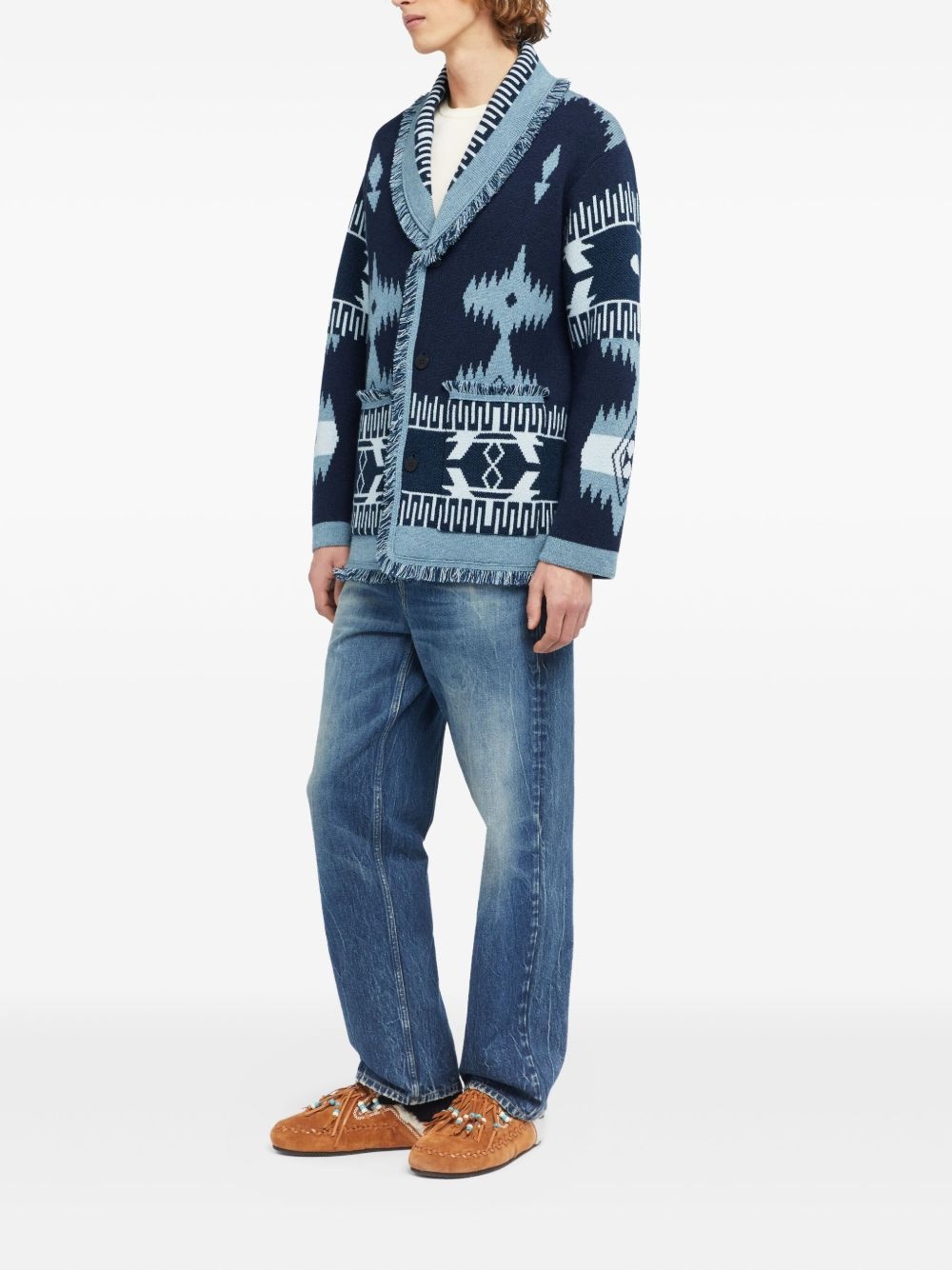 Icon jacquard fringed cardigan - 3