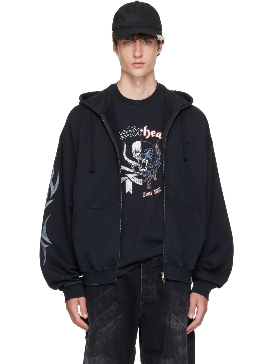 Black Graffiti Zip Up Hoodie - 1