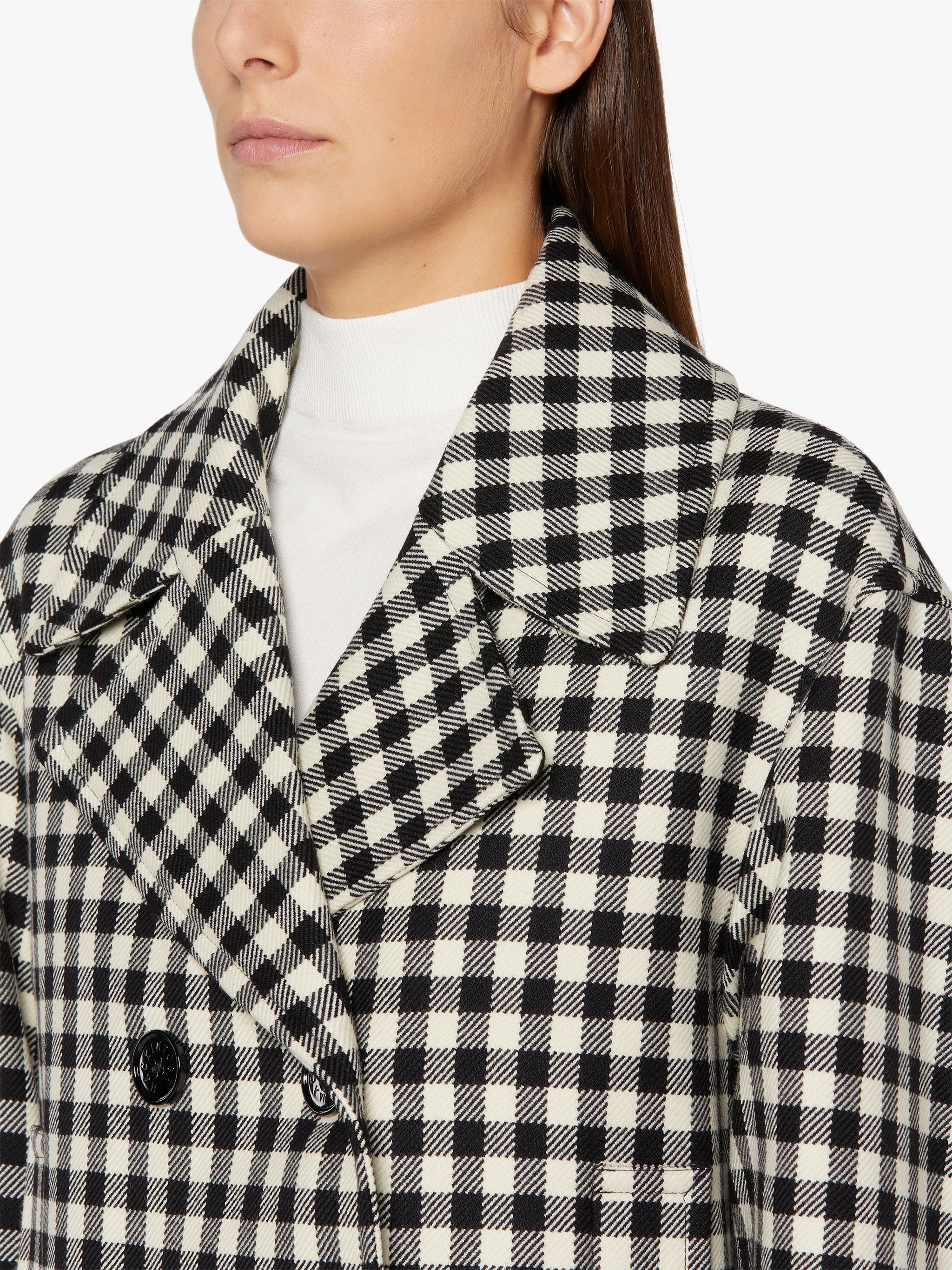 FIONA BLACK & WHITE CHECK WOOL PEA COAT | LMC-011 - 5