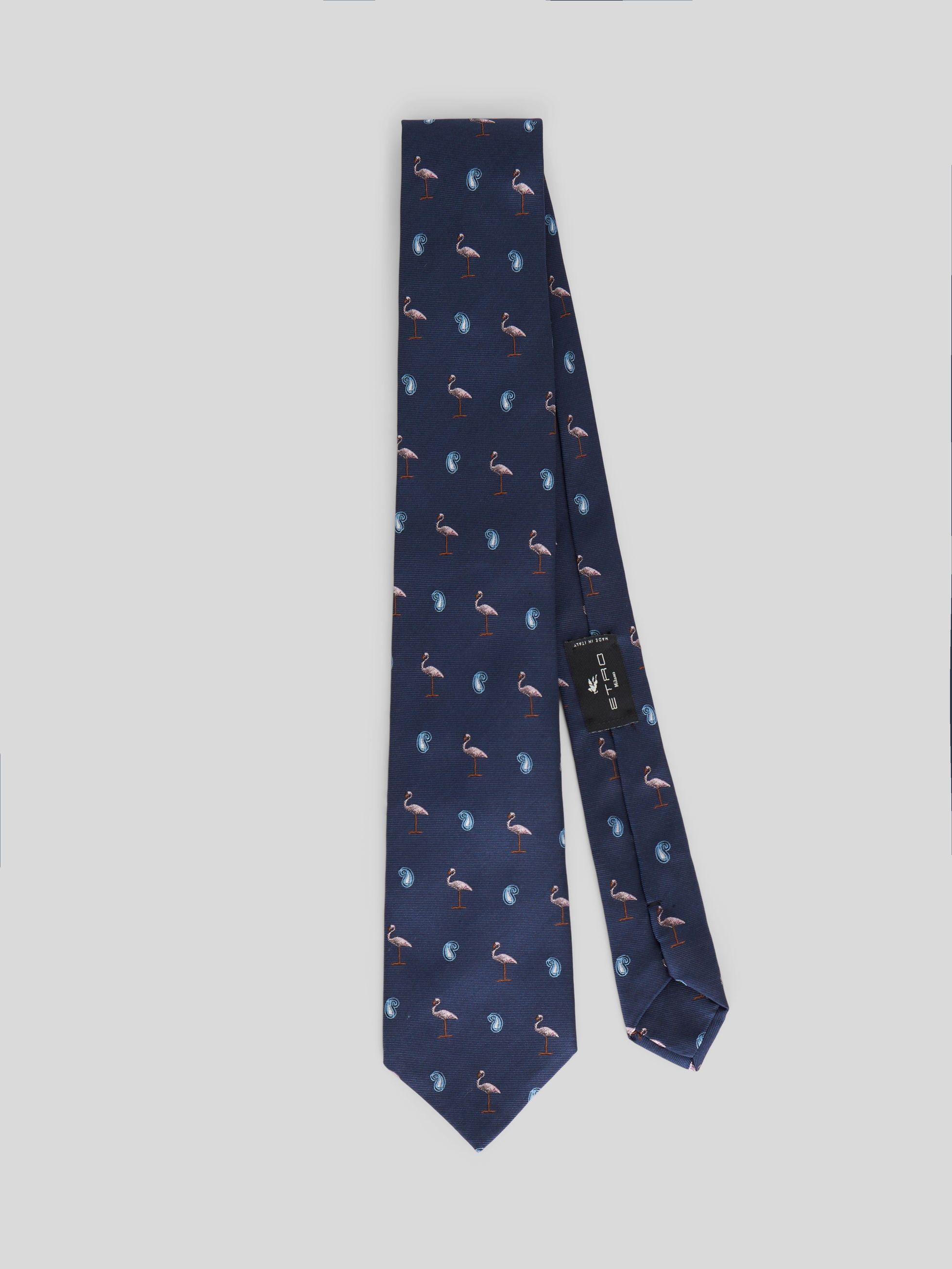 PAISLEY AND FLAMINGO SILK TIE - 1