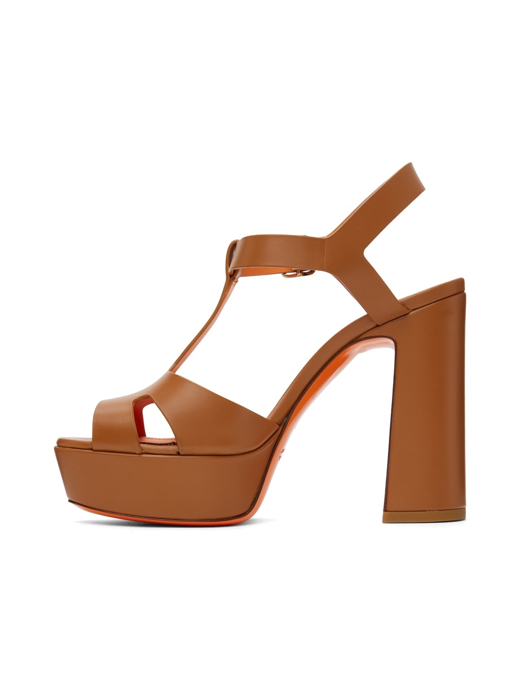 Tan Platform Heeled Sandals - 3