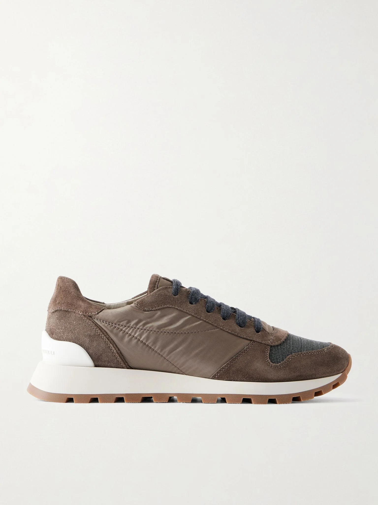 Monilli Runner bead-embellished shell and suede sneakers Brown - 1