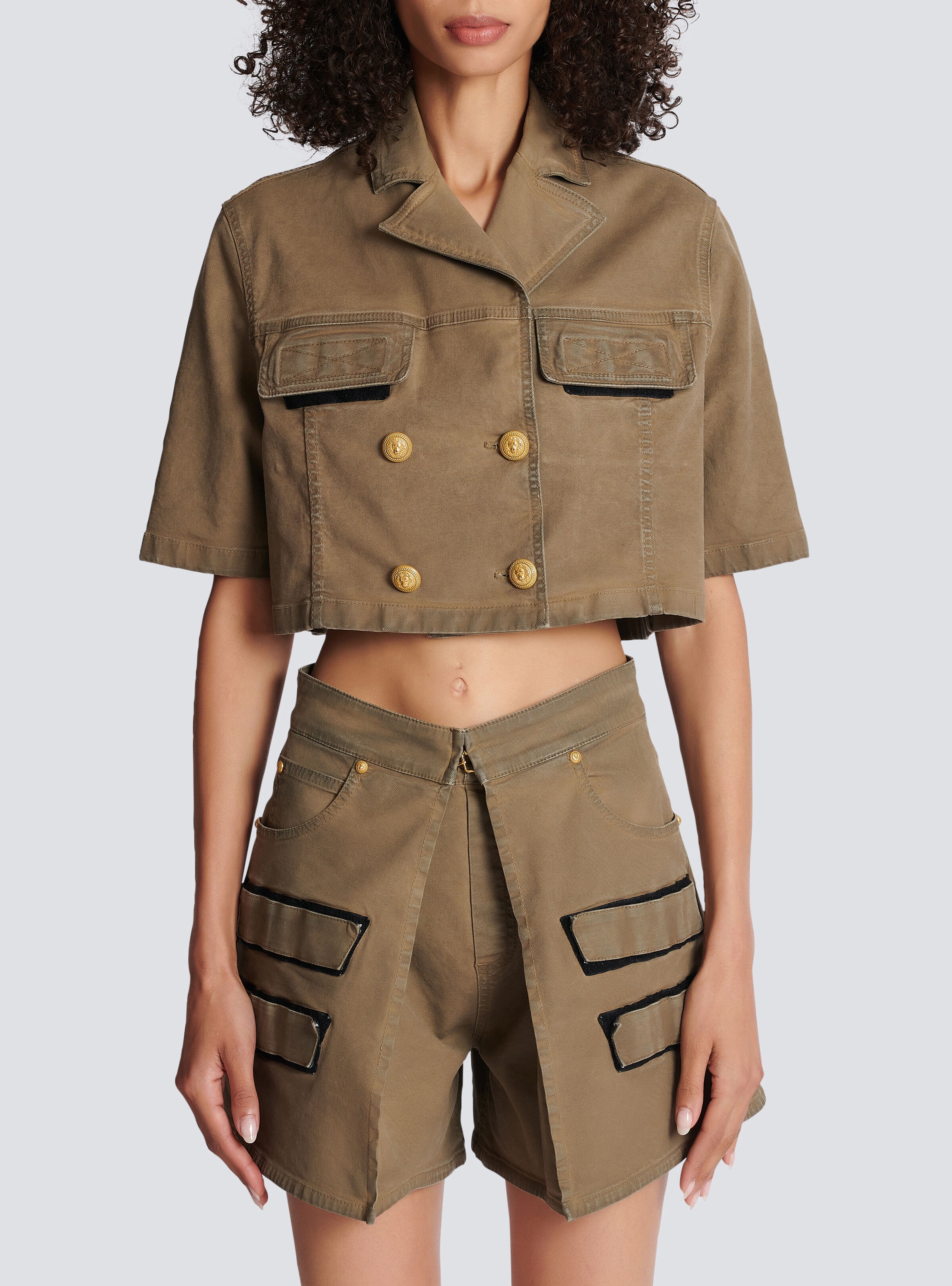 Military cotton cropped shirt - 5