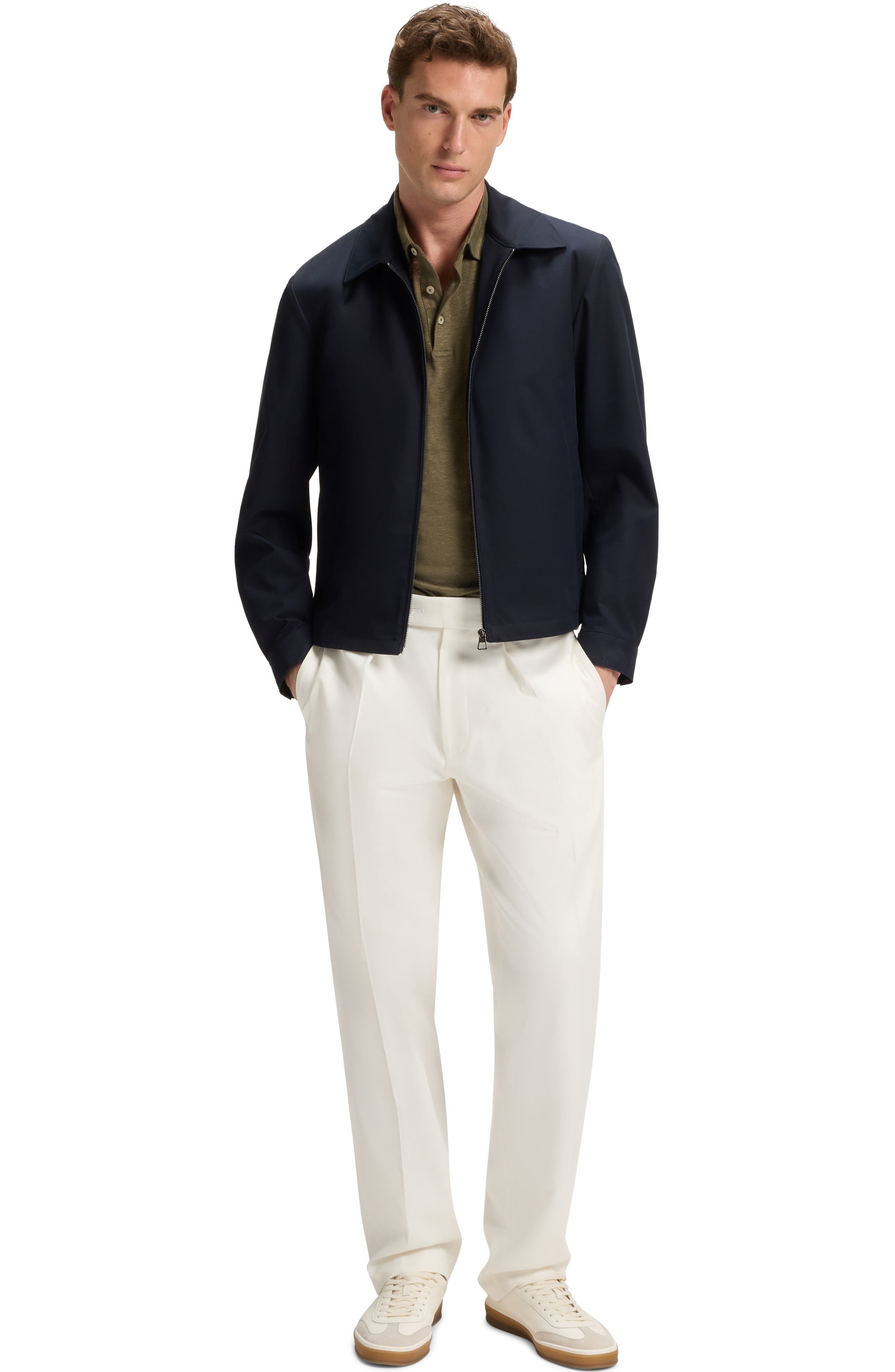 BOSS Parris Linen Polo in Medium Green at Nordstrom - 5