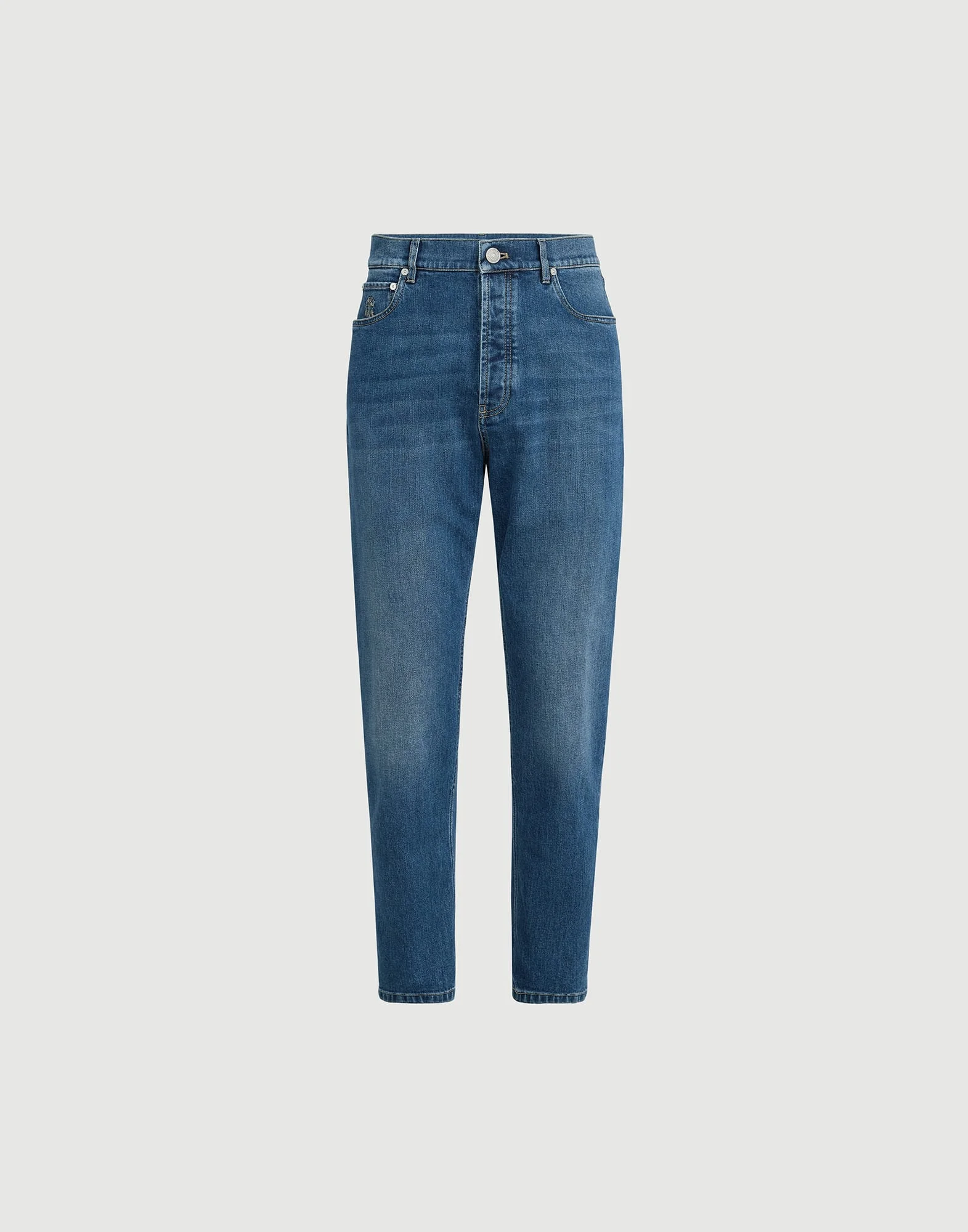 Comfort cotton denim iconic fit five-pocket trousers - 1