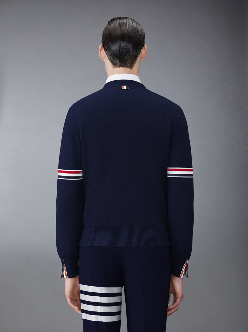 Thom Browne Navy Cotton Milano Stitch Stripe Armband V-neck Cardigan outlook