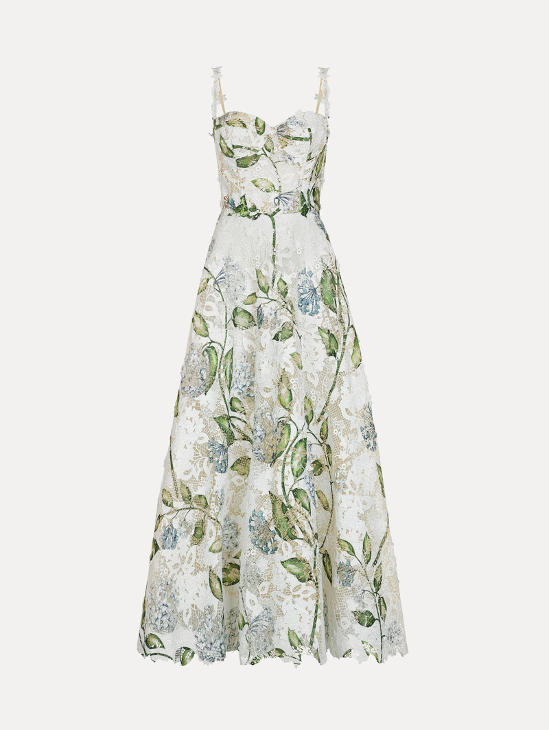 PORCELAIN FLOWER GUIPURE COCKTAIL DRESS 1