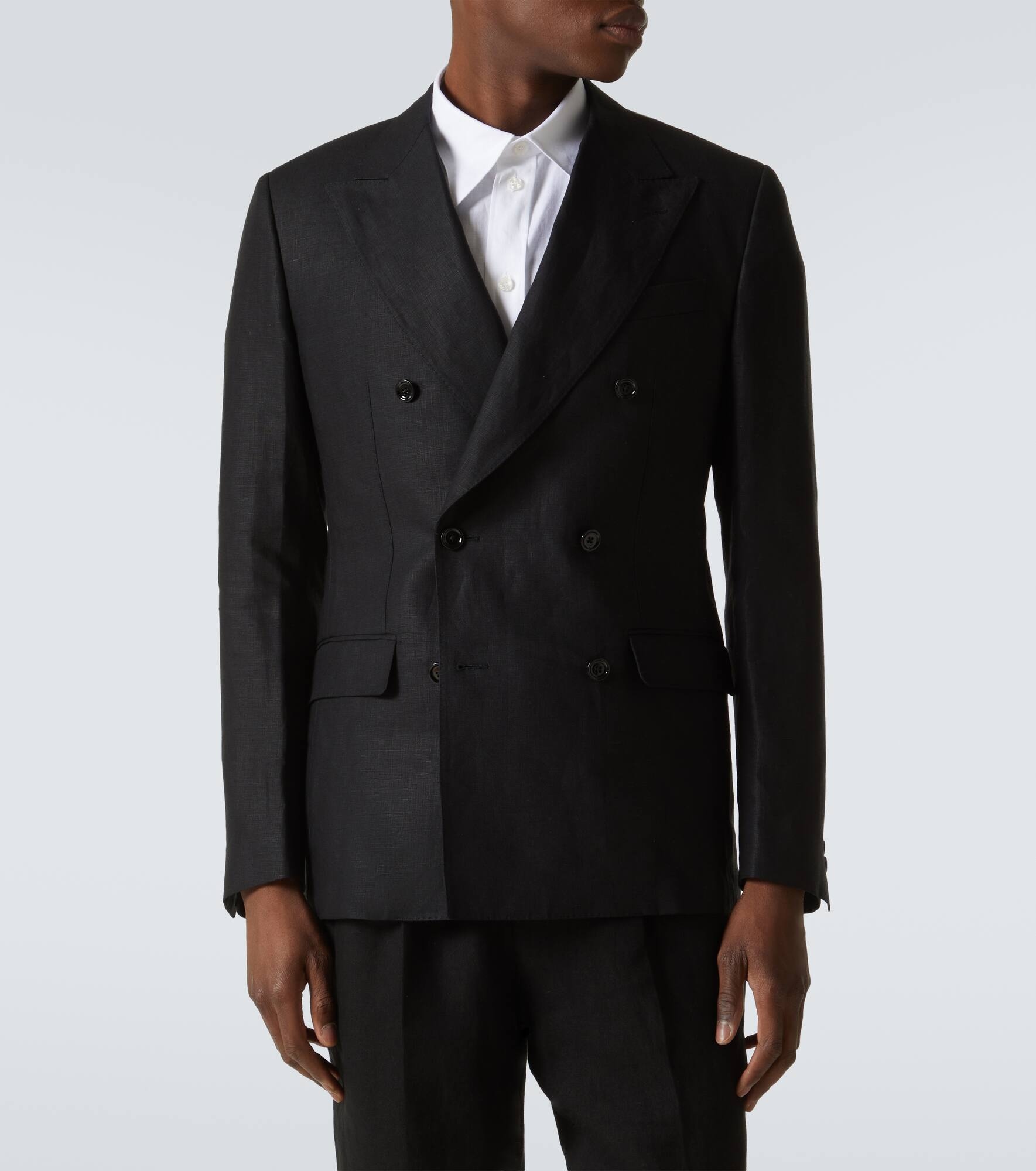 Double-breasted linen suit jacket - 3