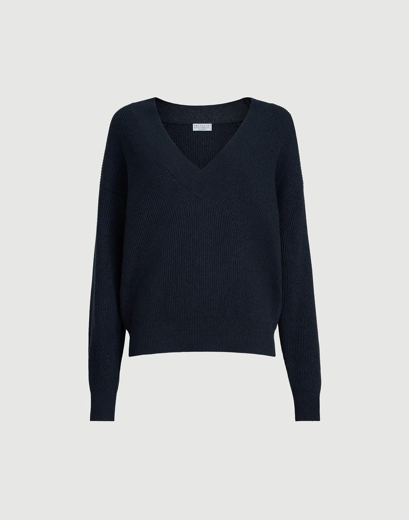 Sparkling cashmere ribbed sweater 1
