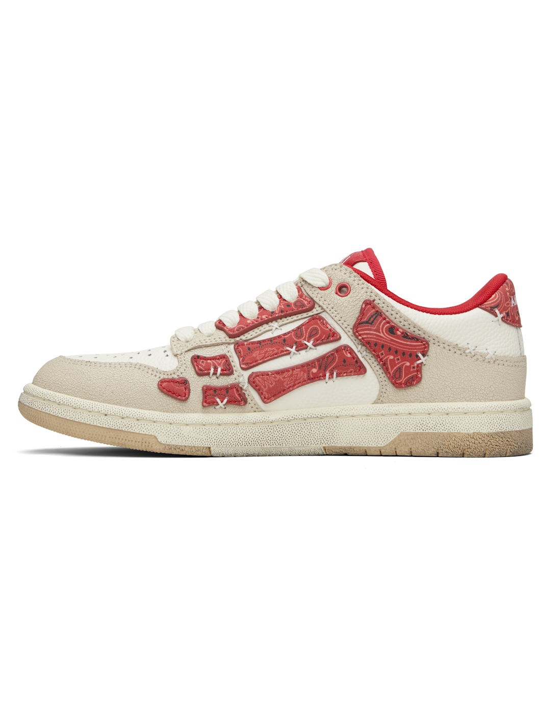 Red & White Bandana Skel Top Low Sneakers - 3