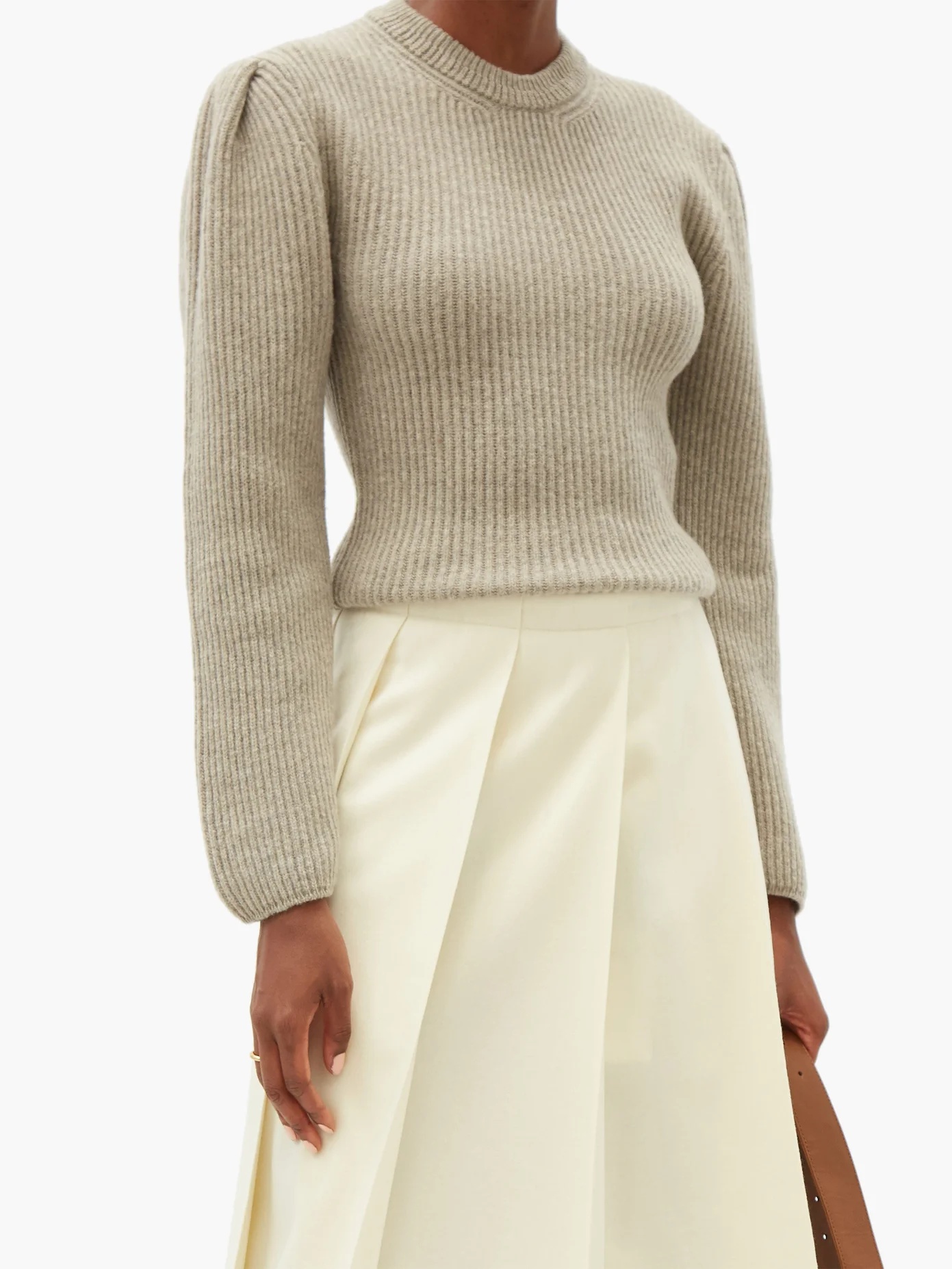 Balloon-sleeve ribbed wool sweater - 6