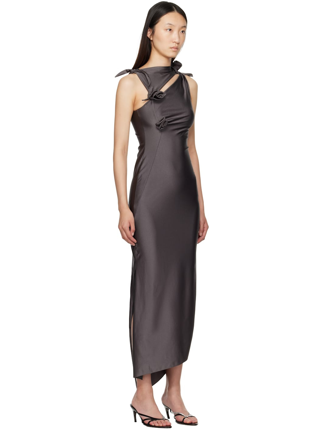 Gray Flower Midi Dress - 2