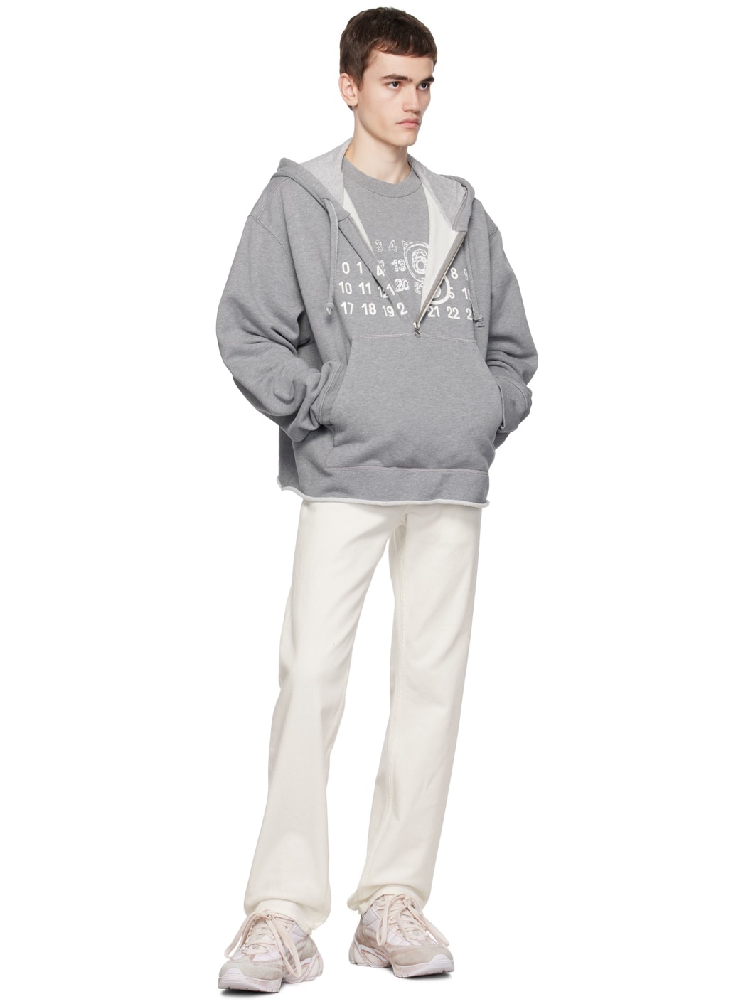 MM6 Maison Margiela Gray Half-Zip Hoodie | REVERSIBLE