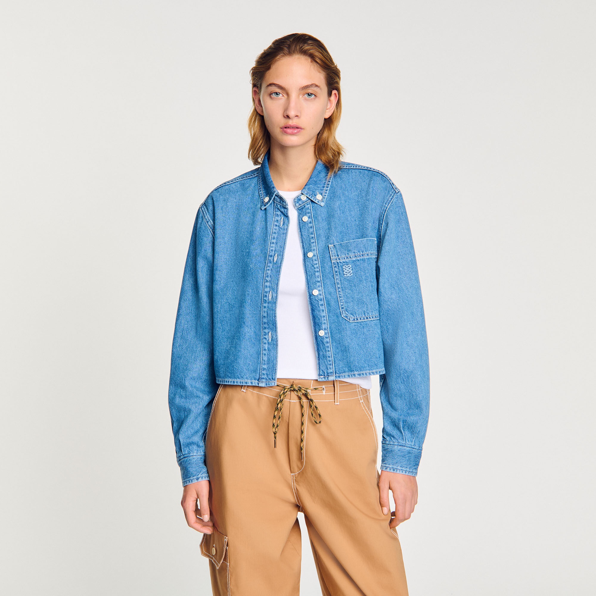 DENIM CROPPED SHIRT - 4