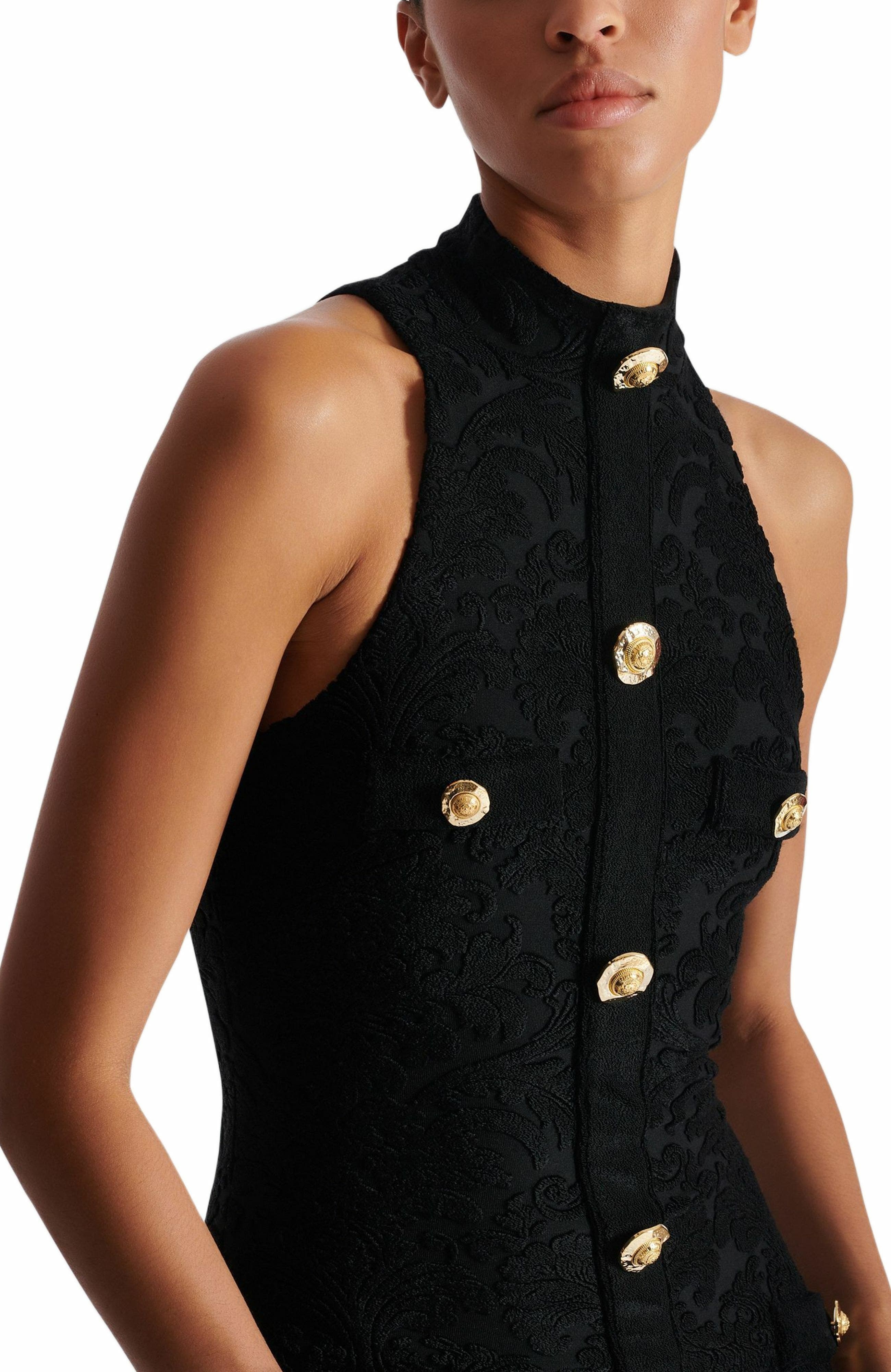 Balmain Baroque pattern short bodycon dress in Black at Nordstrom - 7