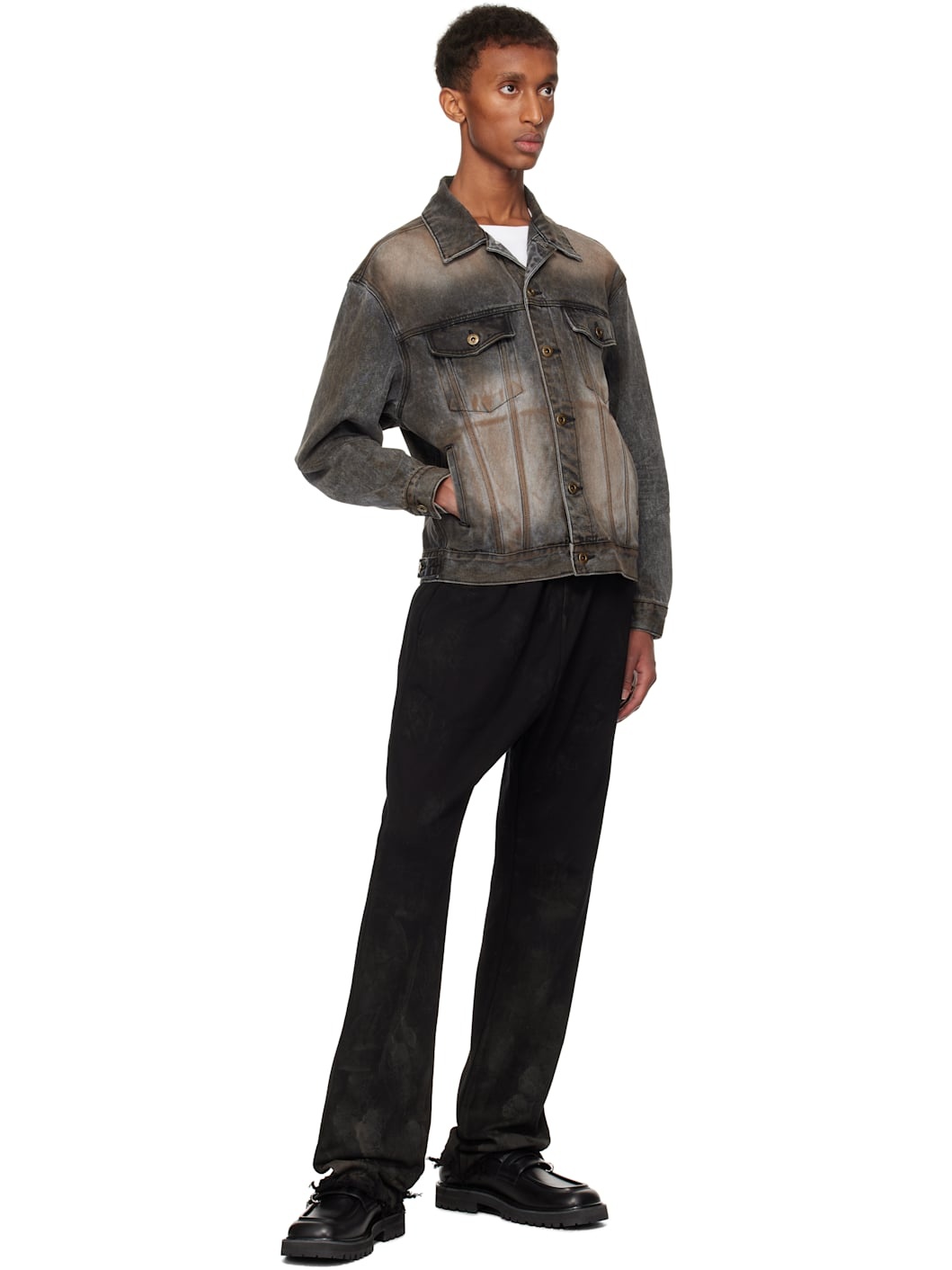 Black Washed Denim Jacket - 4