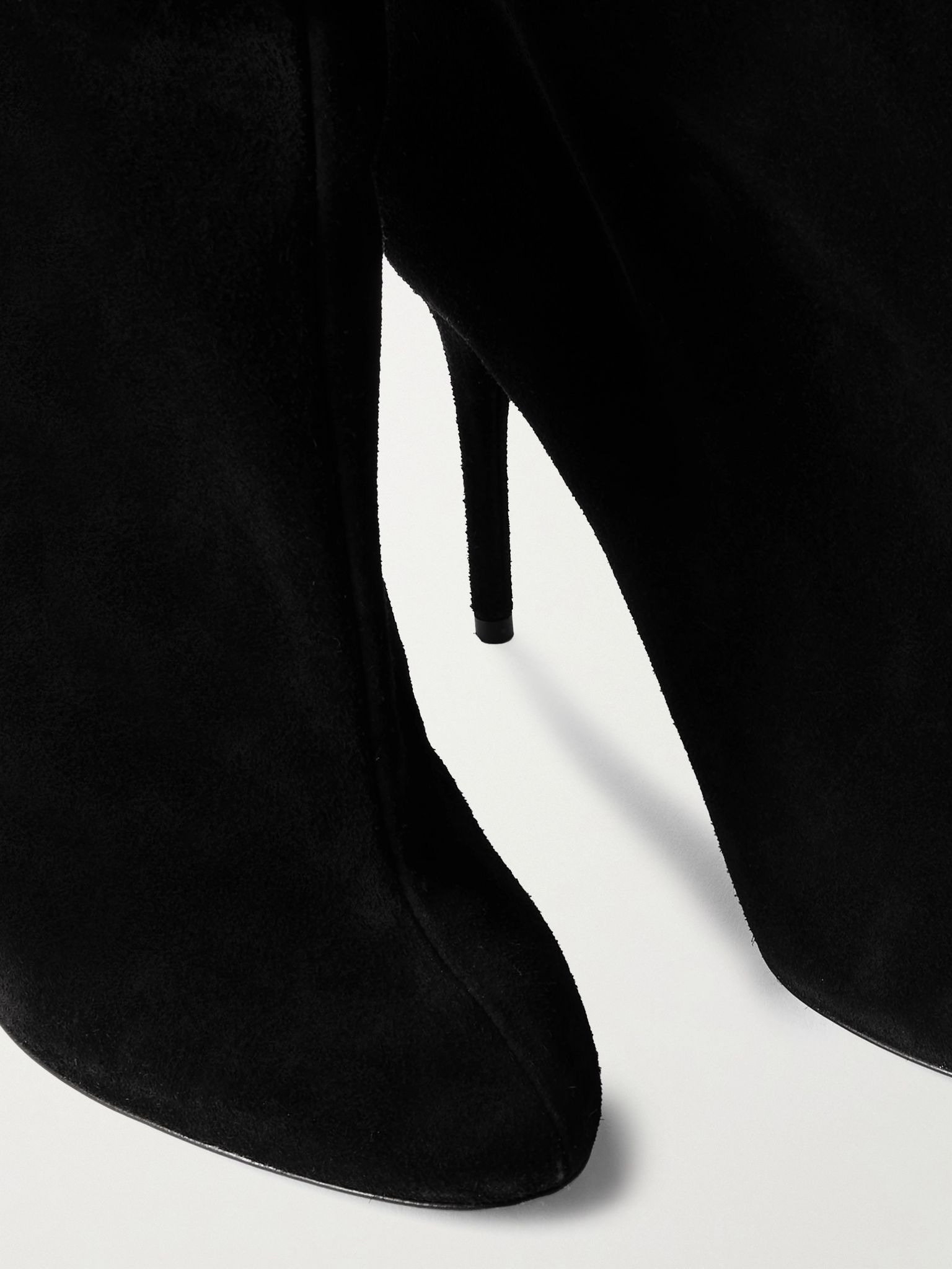 Suede over-the-knee boots Black - 4