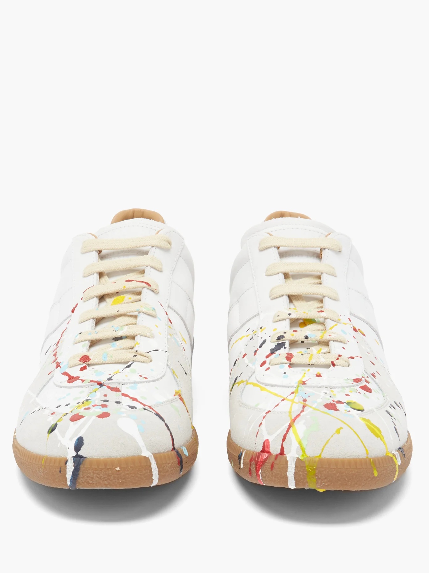 Replica paint-splatter leather trainers - 5