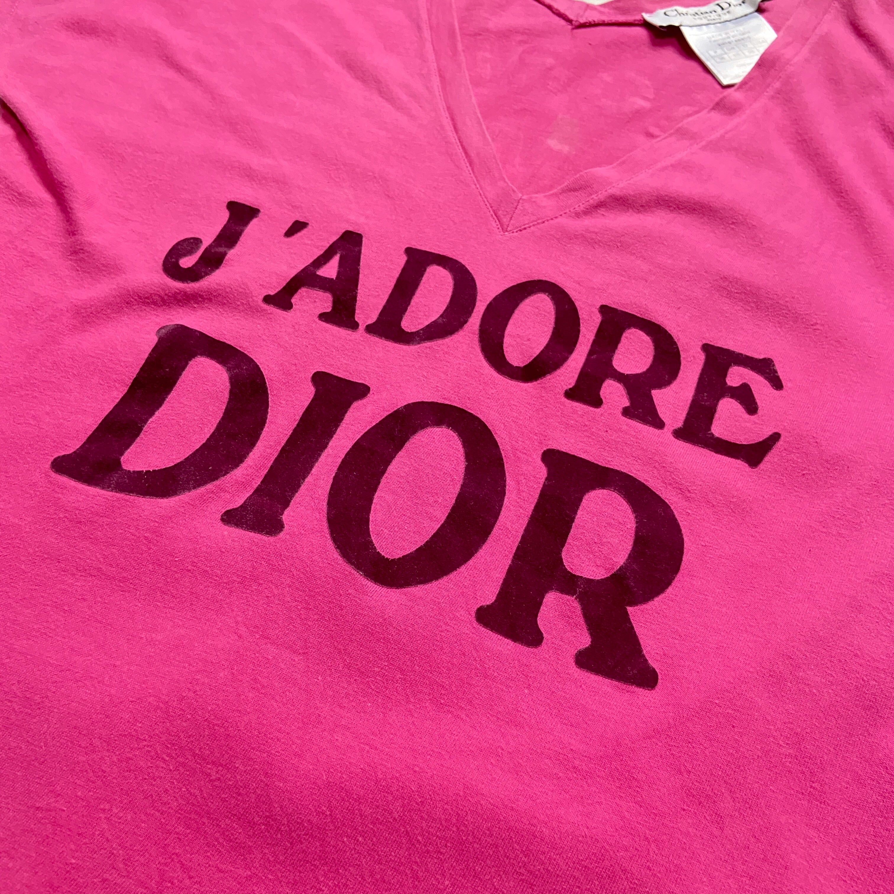 Christian Dior Fall 2003 Galliano “J’adore Dior” pink low neckline tee 42 - 5