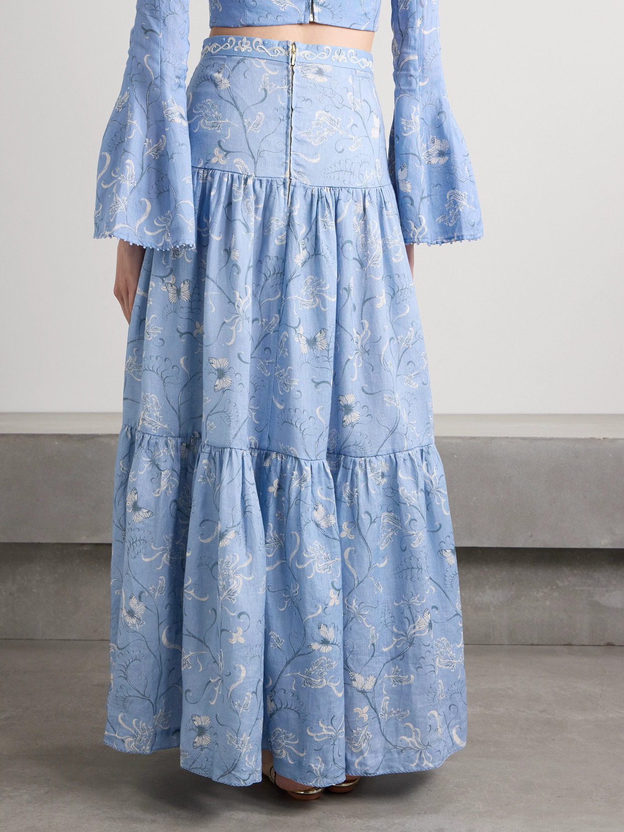 Anis Lymanopoda Tiered Printed Linen Maxi Skirt - 3