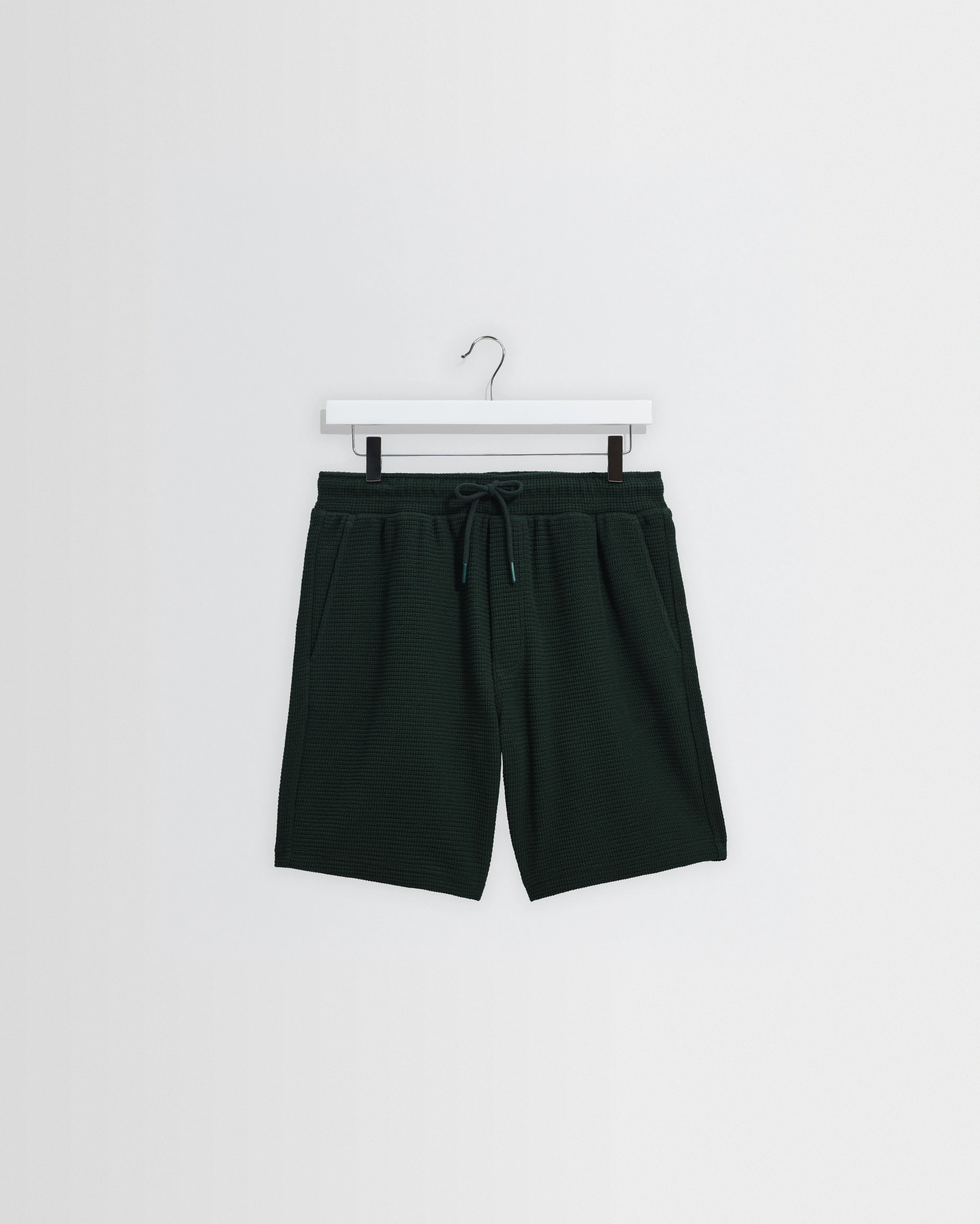 Sam - Bottle Green Textured Waffle Shorts - 1