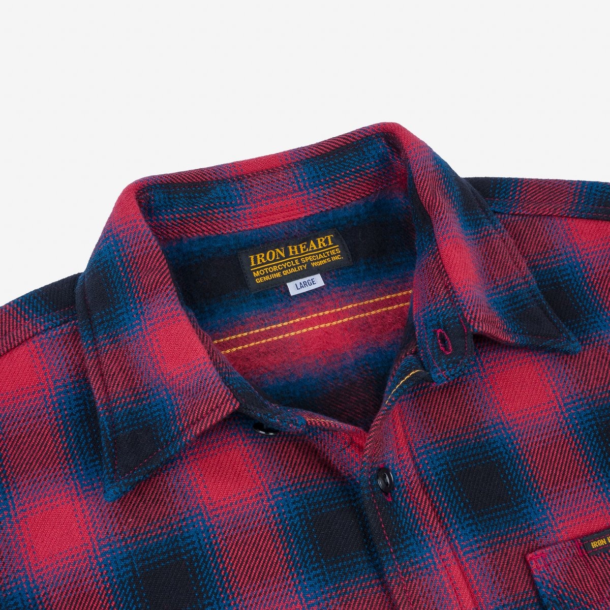 IHSH-379-RED Ultra Heavy Flannel Ombré Check Work Shirt - Red - 9