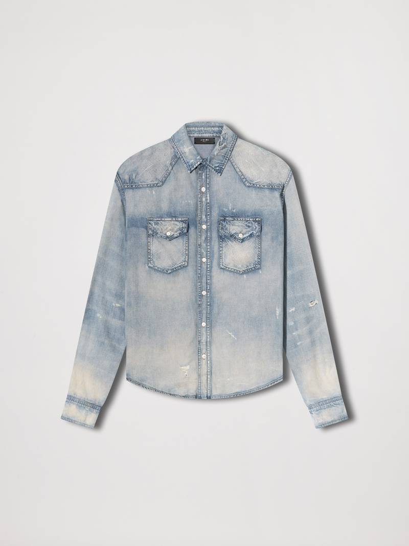 CAMO APPLIQUE DENIM SHIRT - 1