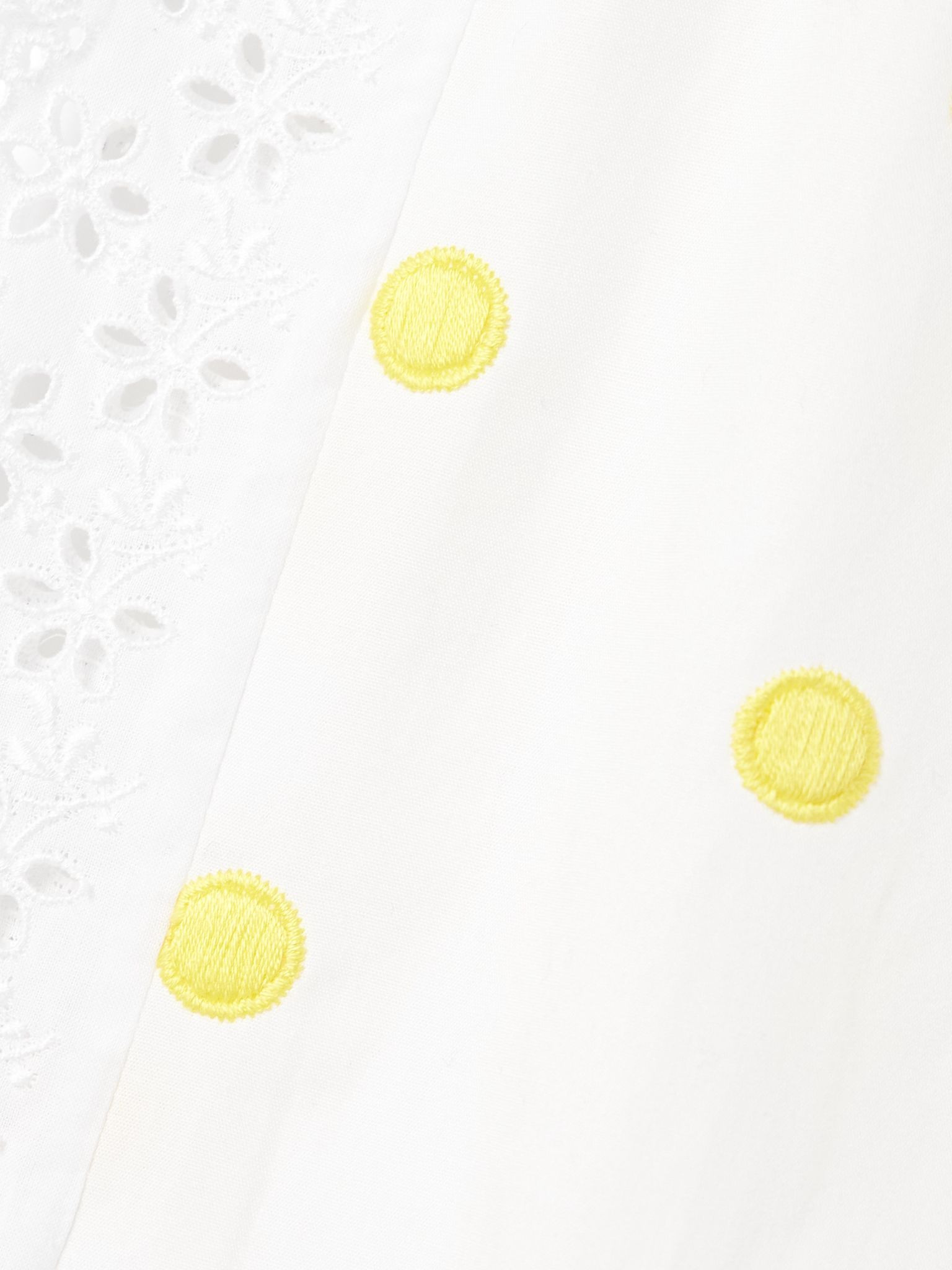 Broderie anglaise-trimmed polka-dot cotton wide-leg pants White - 4