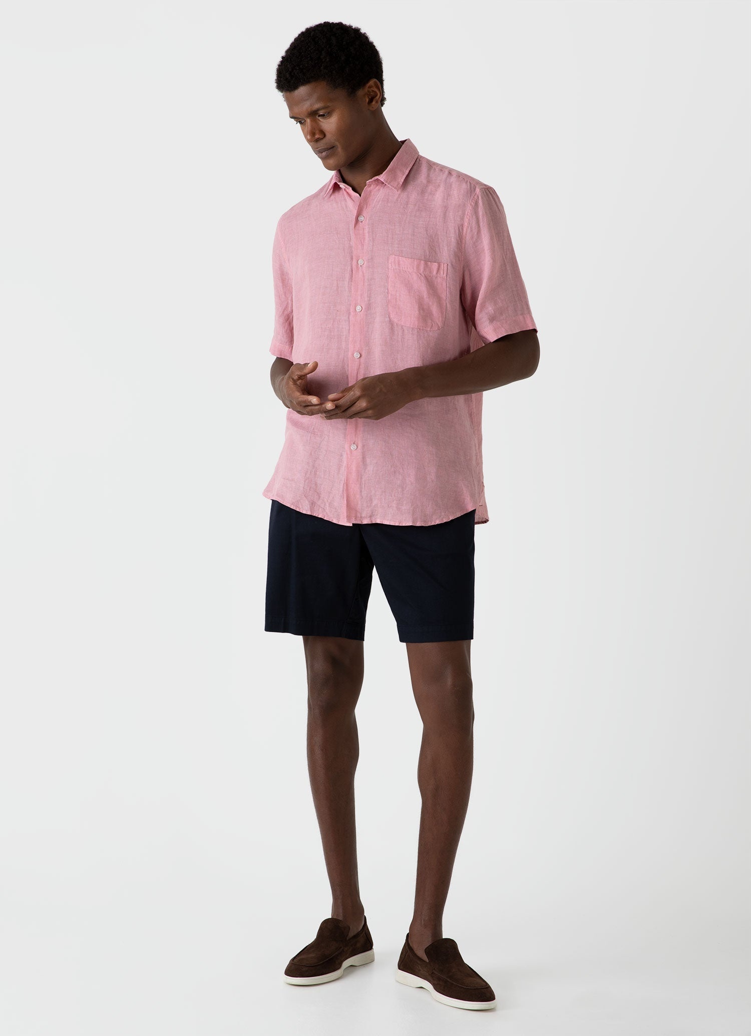 Short Sleeve Linen Shirt - 3