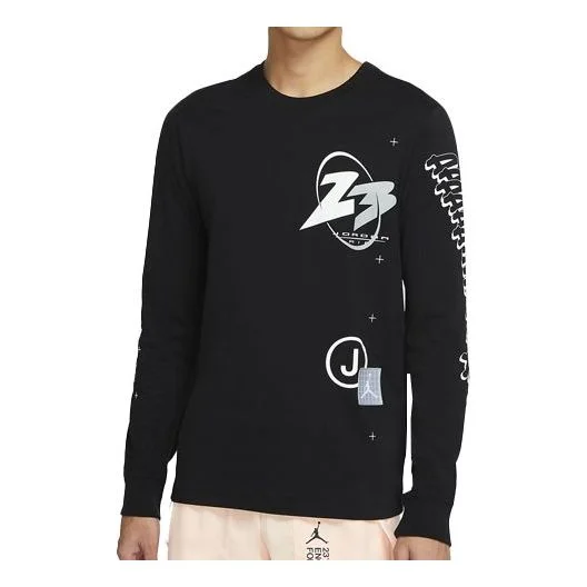 Air Jordan 23 Air logo Printing Athleisure Casual Sports Long Sleeves 'Black' CT3662-010 - 1