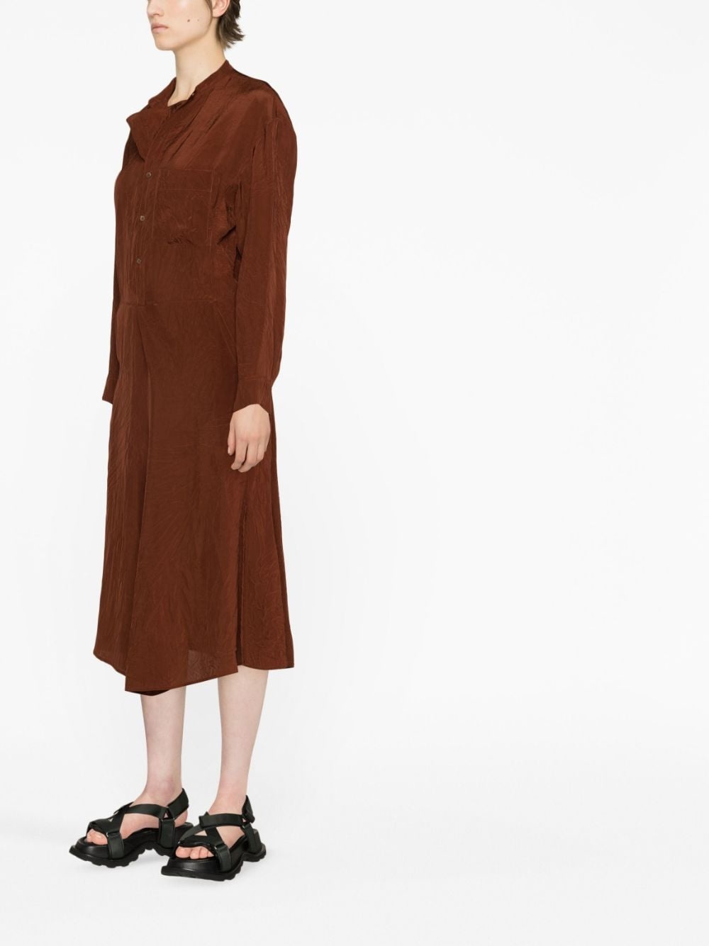 band-collar shirt dress - 4