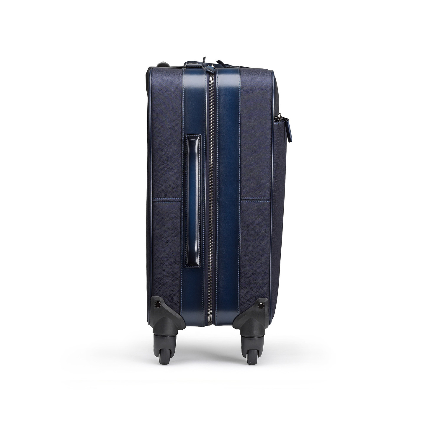 Blue printed leather travel suitcase - 3
