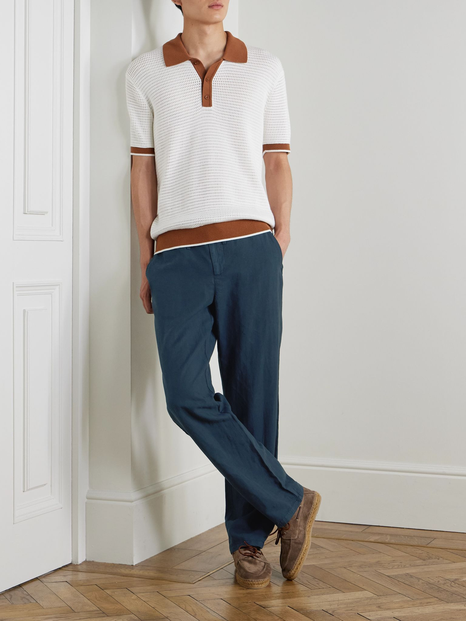 Mendes Straight-Leg Lyocell, Linen and Cotton-Blend Drawstring Trousers Navy - 2